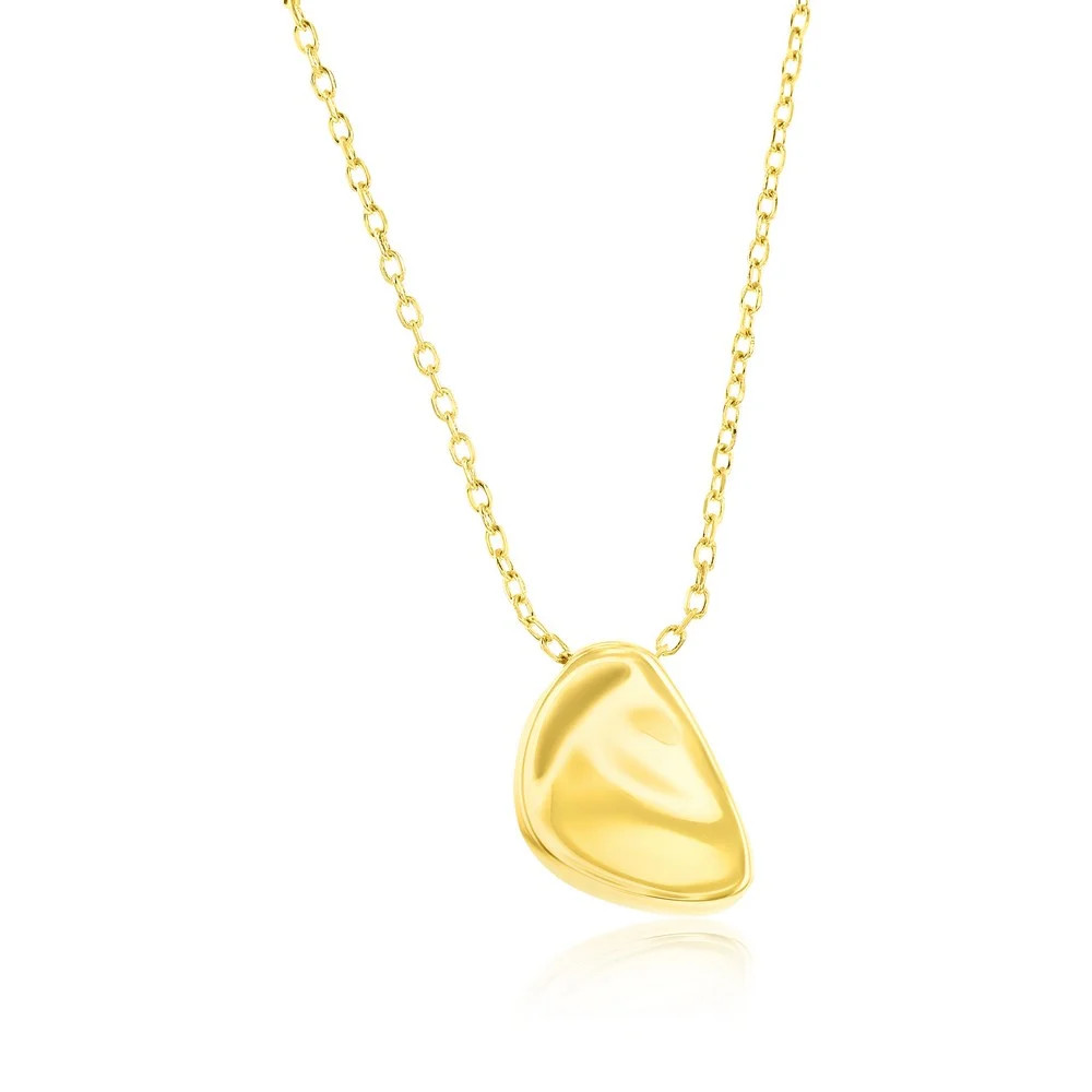Sterling Silver, Polished Irregular Shaped Necklace – Gold Plated