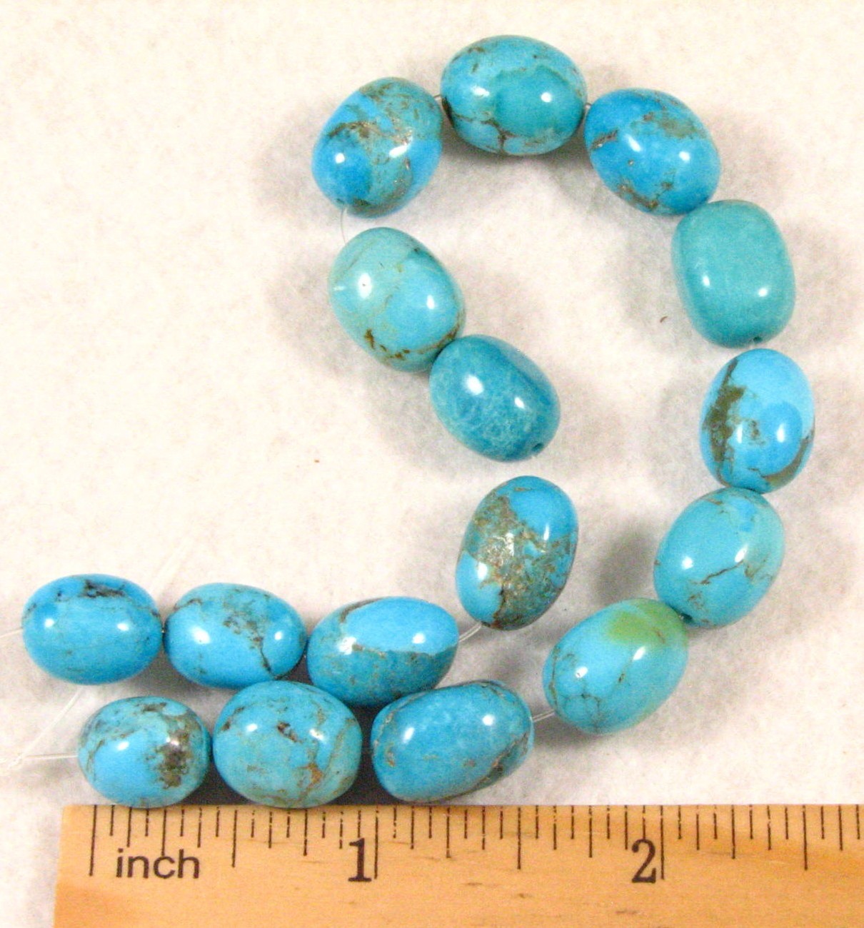16 KINGMAN Turquoise Oval Beads 9 to 11 mm diameter by 12 to 15 mm long C