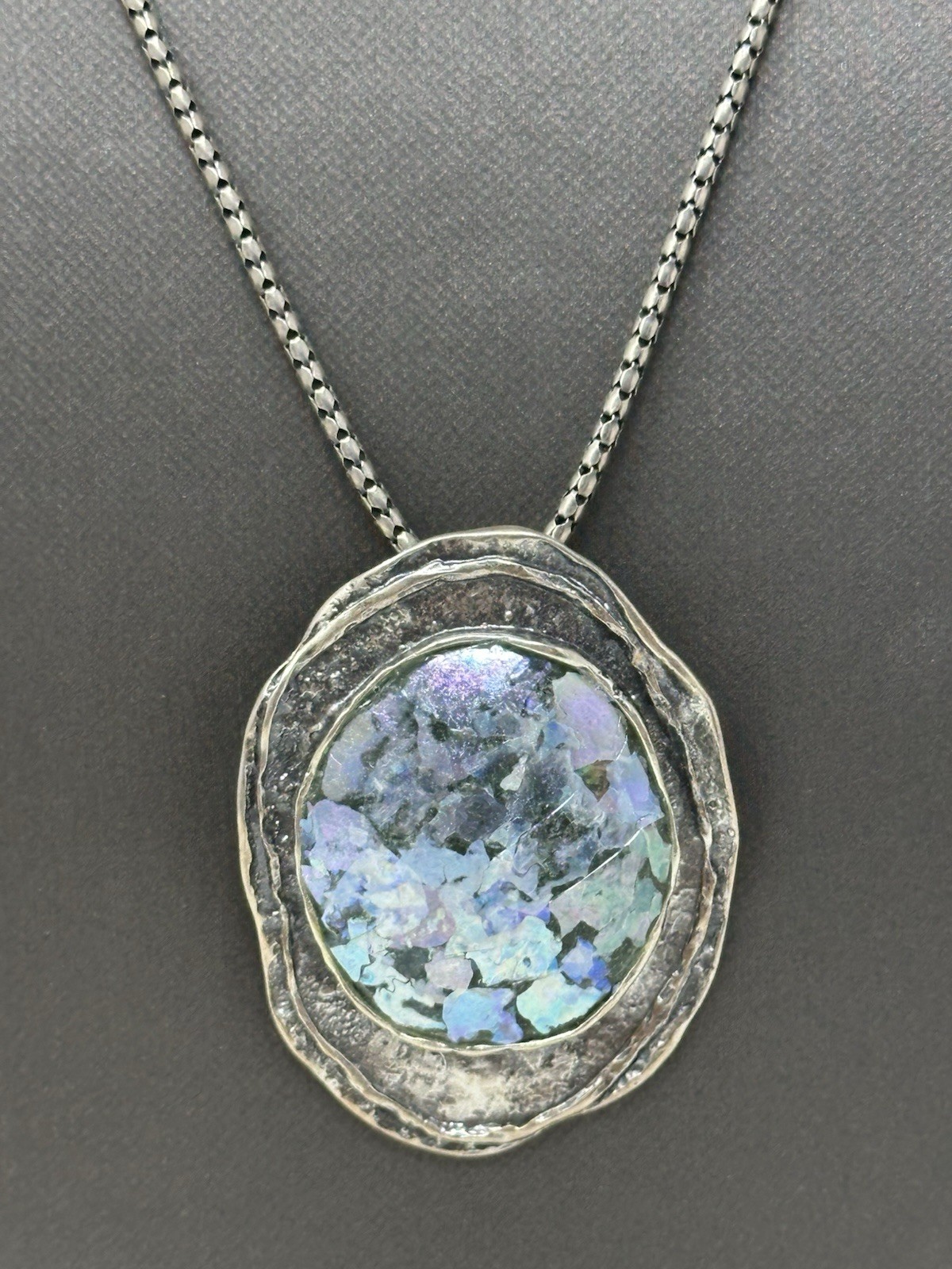 READ – RL Regina Lane Israel 925 Sterling Silver Roman Glass Pendant Necklace