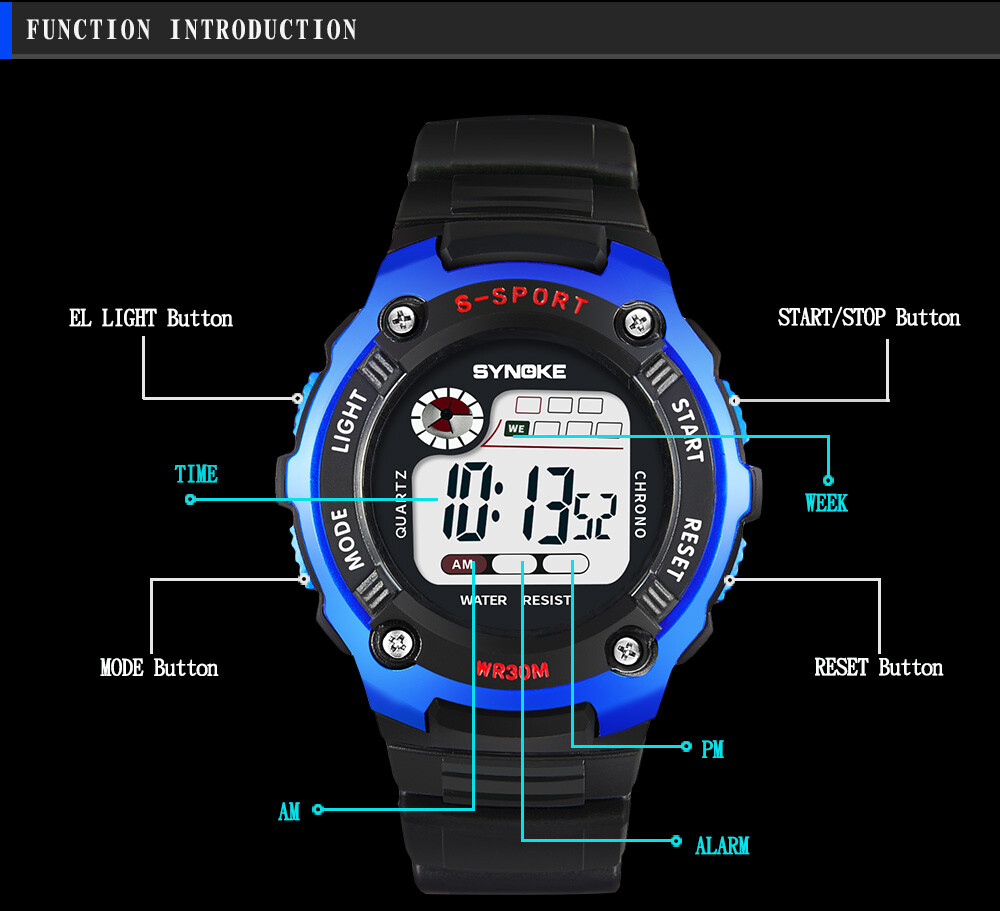 Kids Digital Electronic Watch Waterproof Children Boys Girls Sports LED Watches