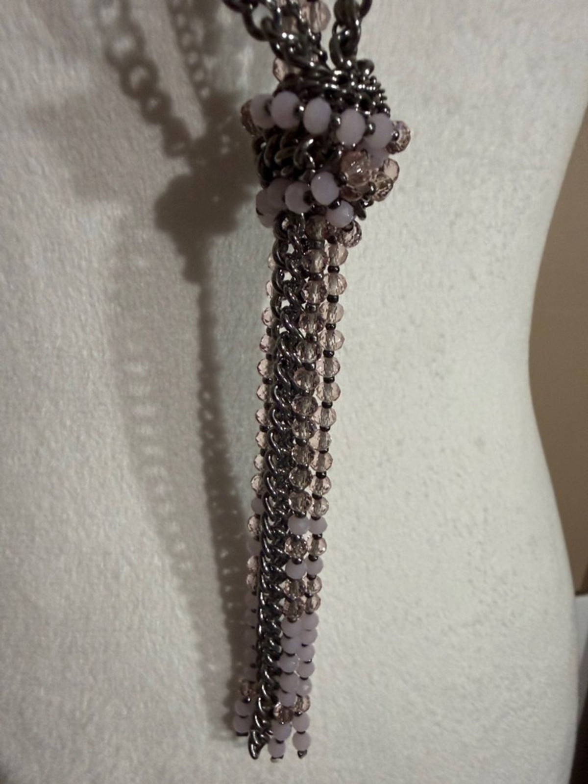 Simply Vera Wang Multi-Strand Gray and Pink Knot Pendant Necklace