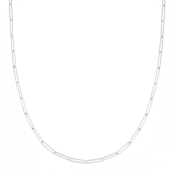 18k White Gold Solid PAPERCLIP Cable Link Chain Necklace 16 Inch 2 Grams 1.5MM