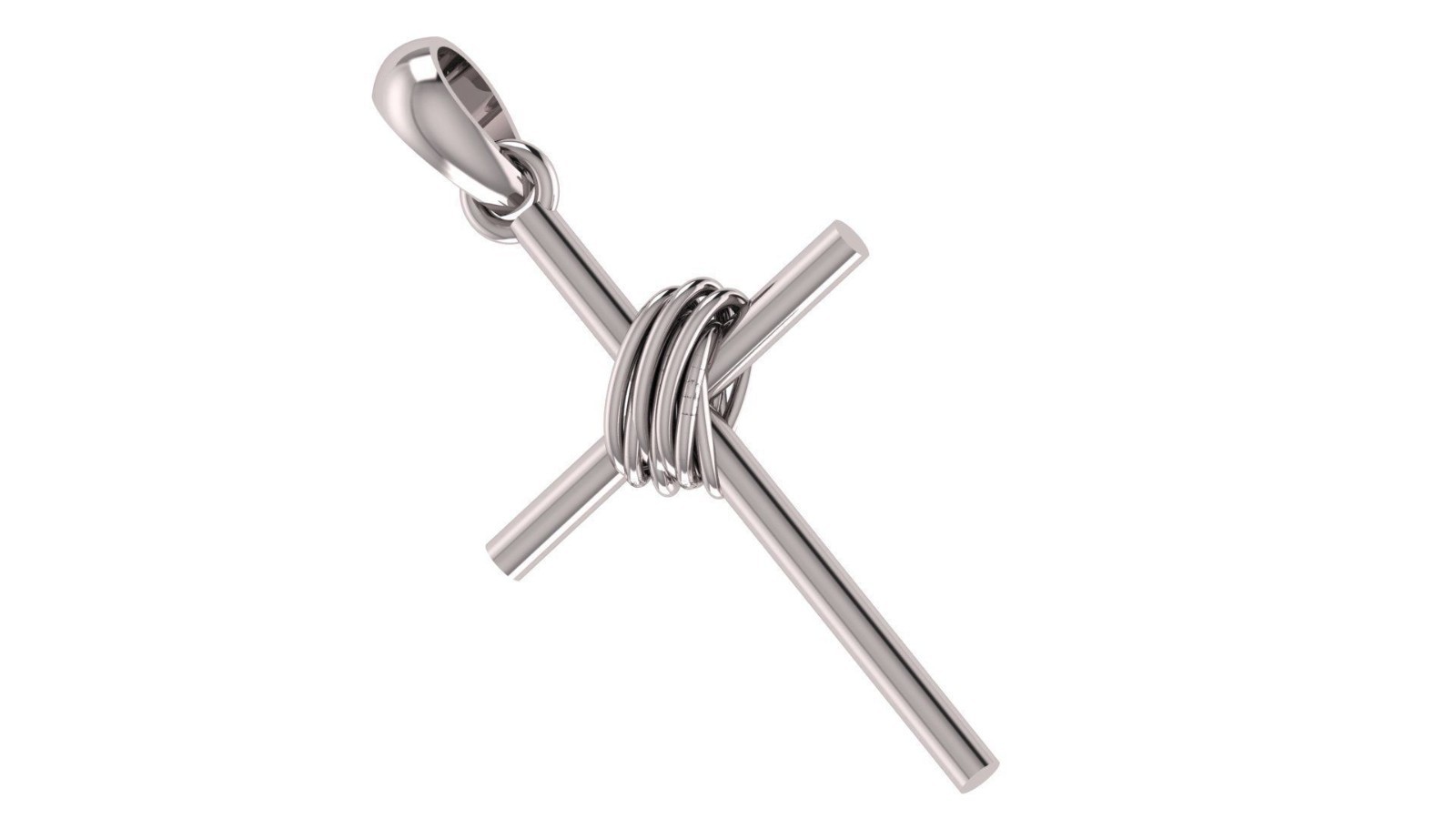 Wire Wrapped Cross Pendant 999 Fine Silver 30mm Handmade USA Christian