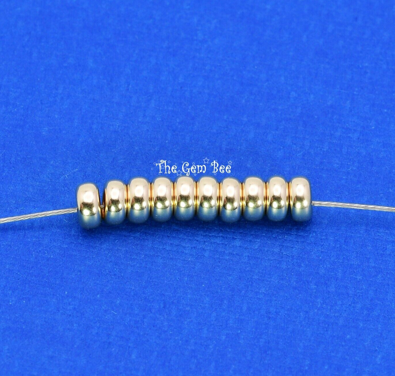 4.2mm 14k Solid Gold Smooth Donut Rondelle Bead Spacer (10)