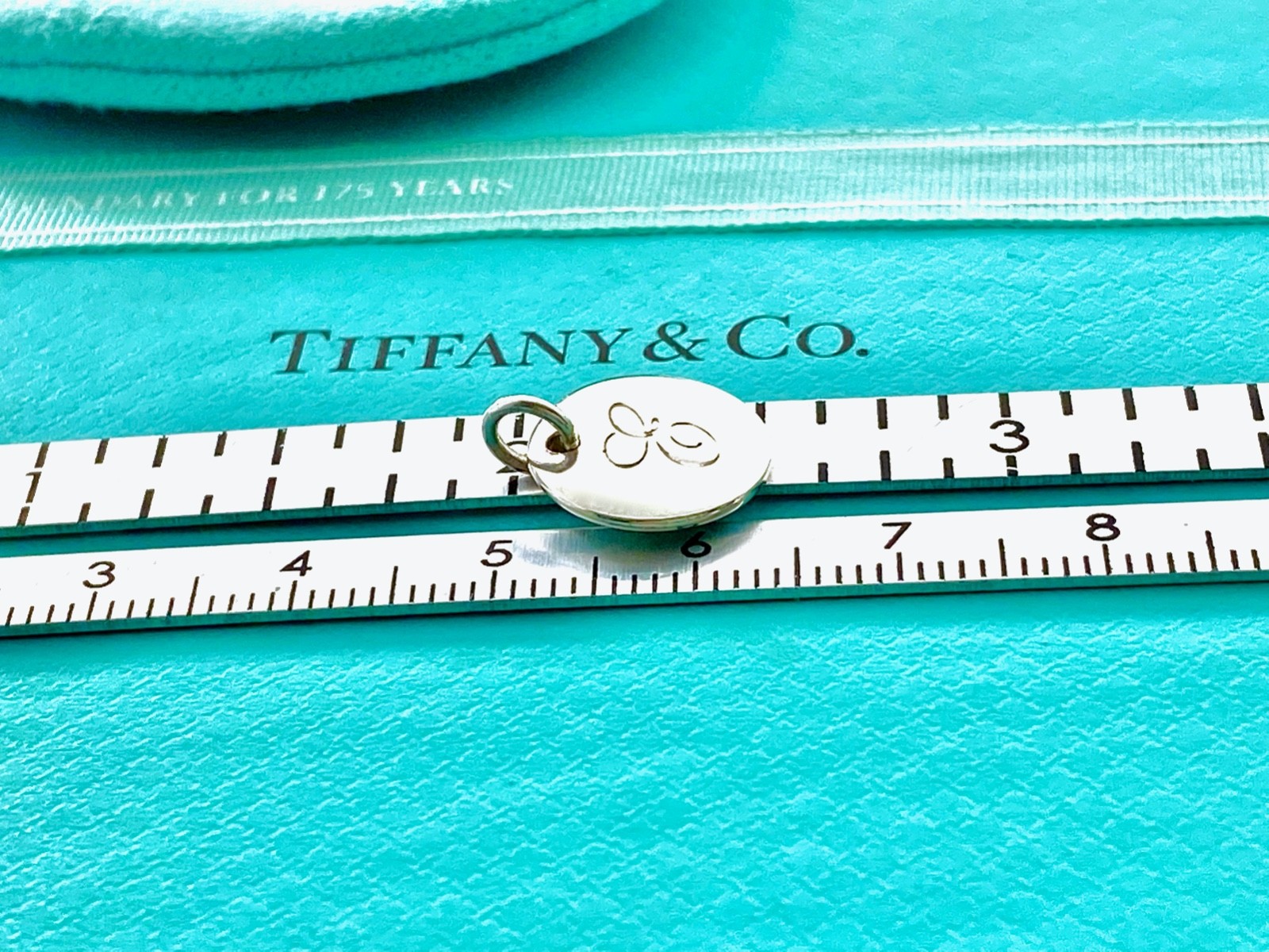 Tiffany & Co. Letter E Initial Alphabet Sm Disc Charm Sterling Silver w/ Pouch
