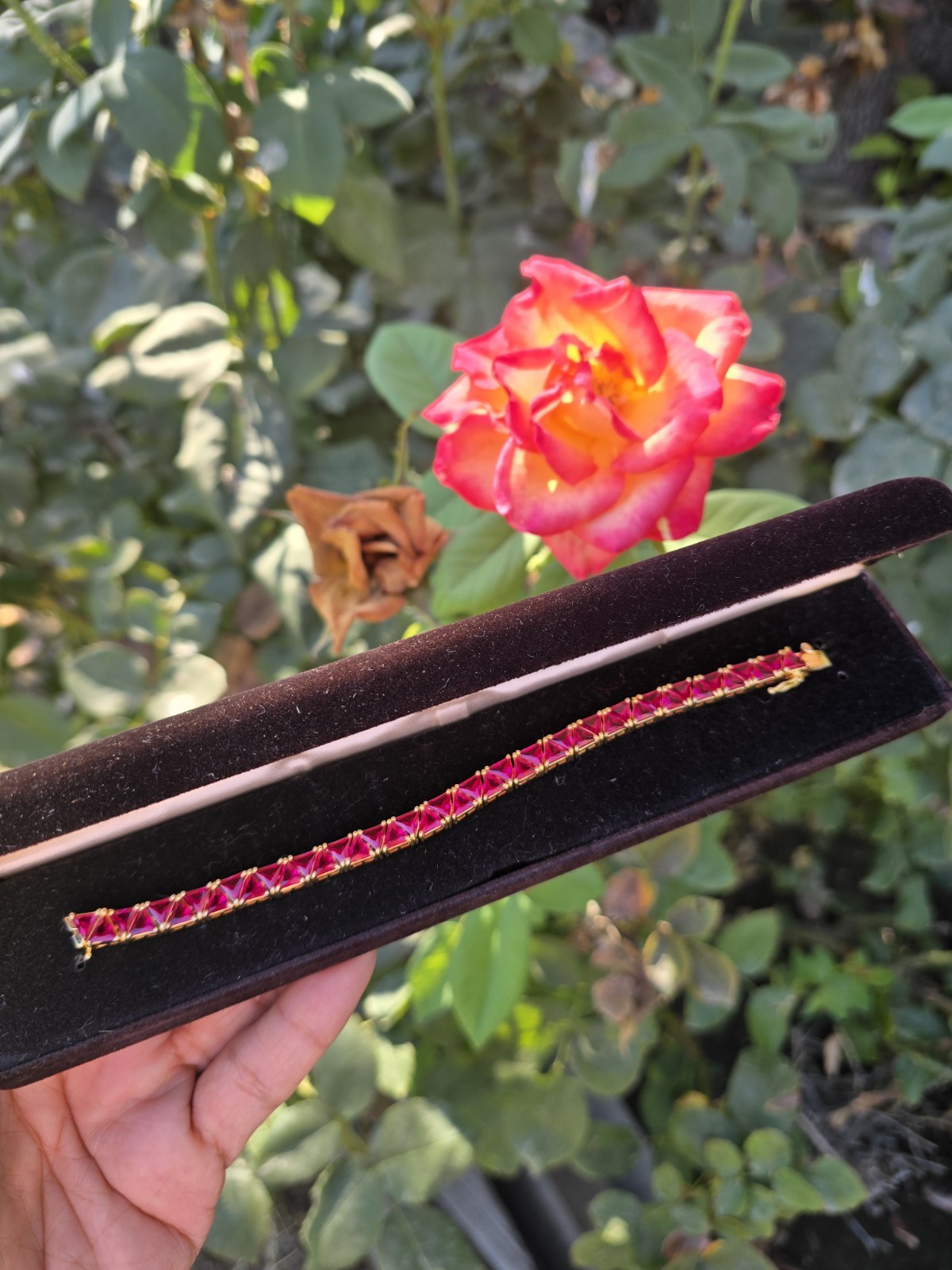 Lab Created PInk Ruby Tennis Bracelet
