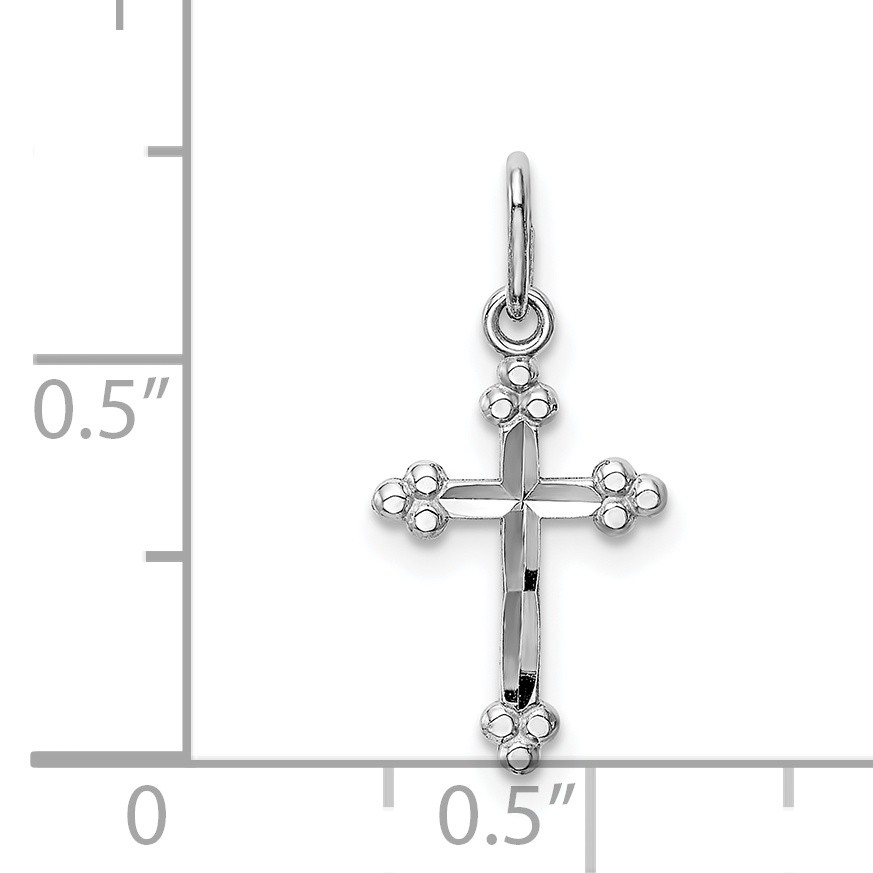 14k Gold Polished D/C Small Budded Cross Charm K6245