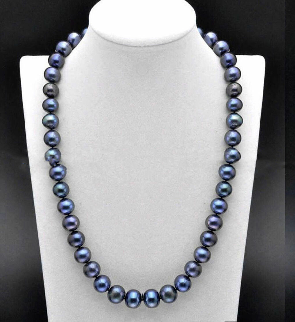 16-28 Inch Natural 8-9mm Black Freshwater Pearl Necklace