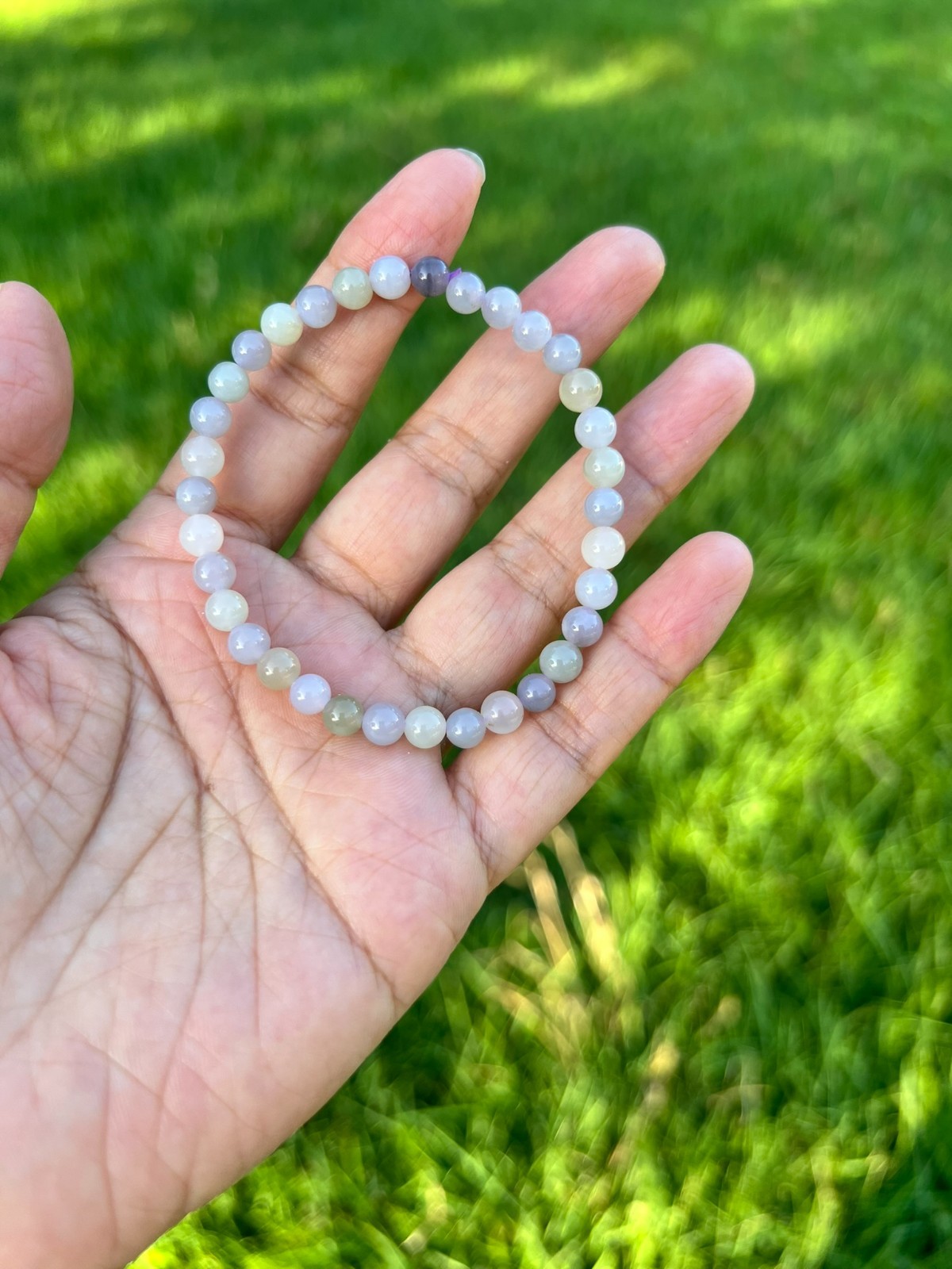 Beautiful Lavender Nephrite Jade 5.5mm Bead Bracelet H309 5