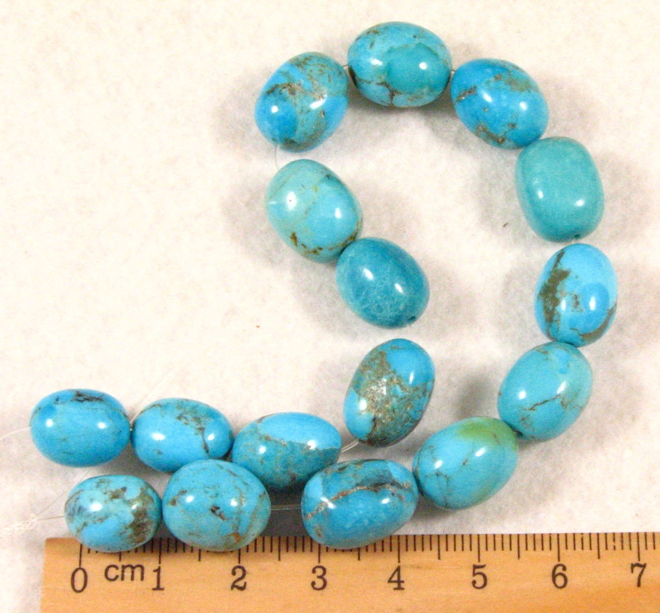 16 KINGMAN Turquoise Oval Beads 9 to 11 mm diameter by 12 to 15 mm long C