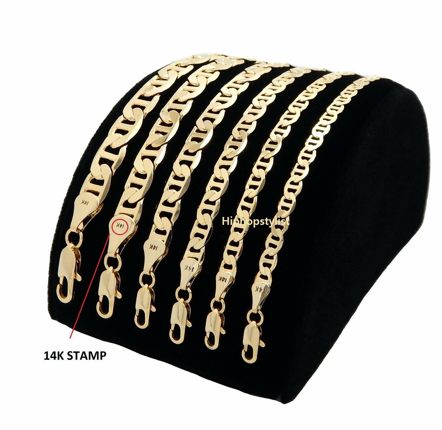 Mariner Anchor link Chain Necklace Bracelet 14k Gold Finish 3mm to 9mm wide