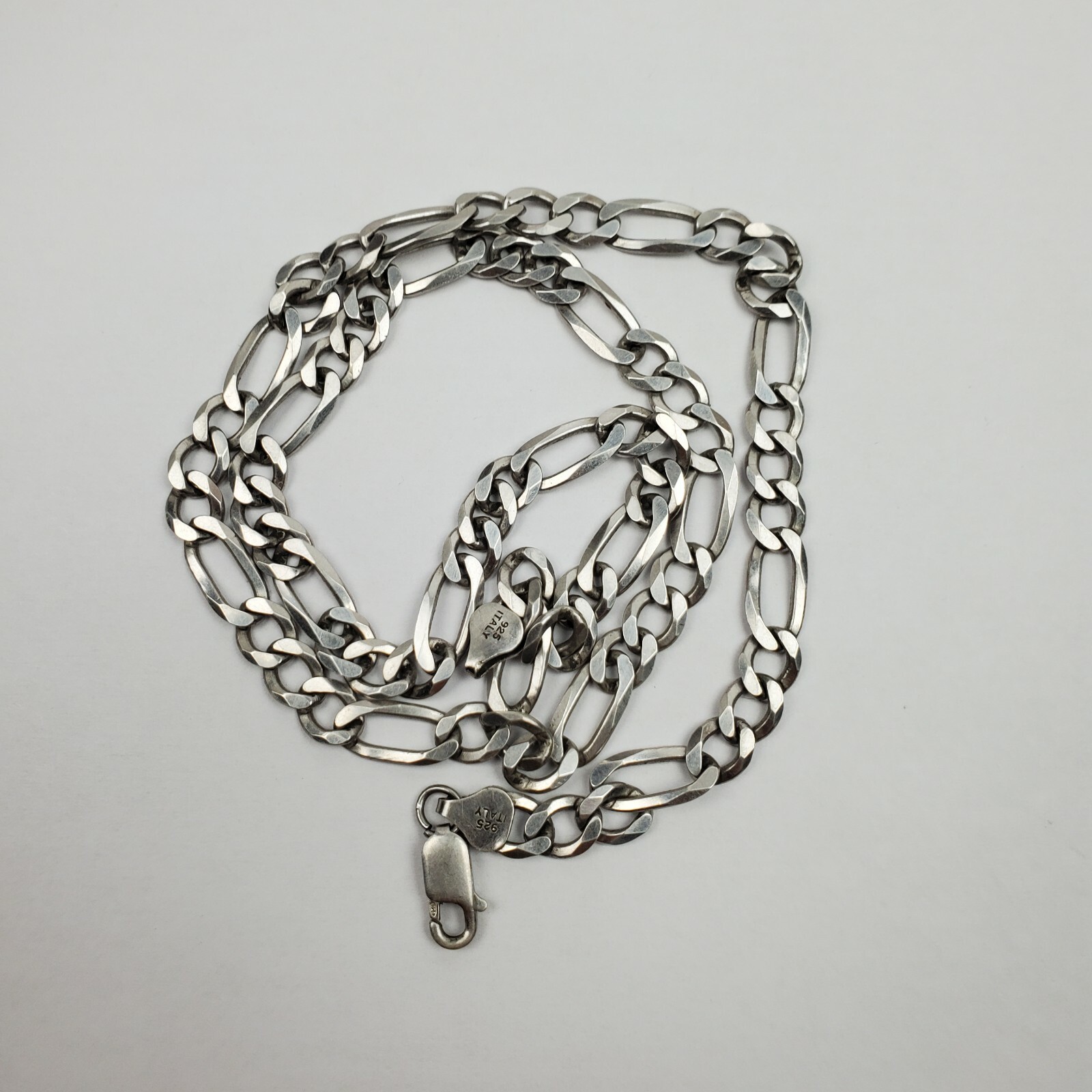 Sterling Silver 925 Figaro Link Chain Necklace 28g 22.5in Heavy Hallmarked