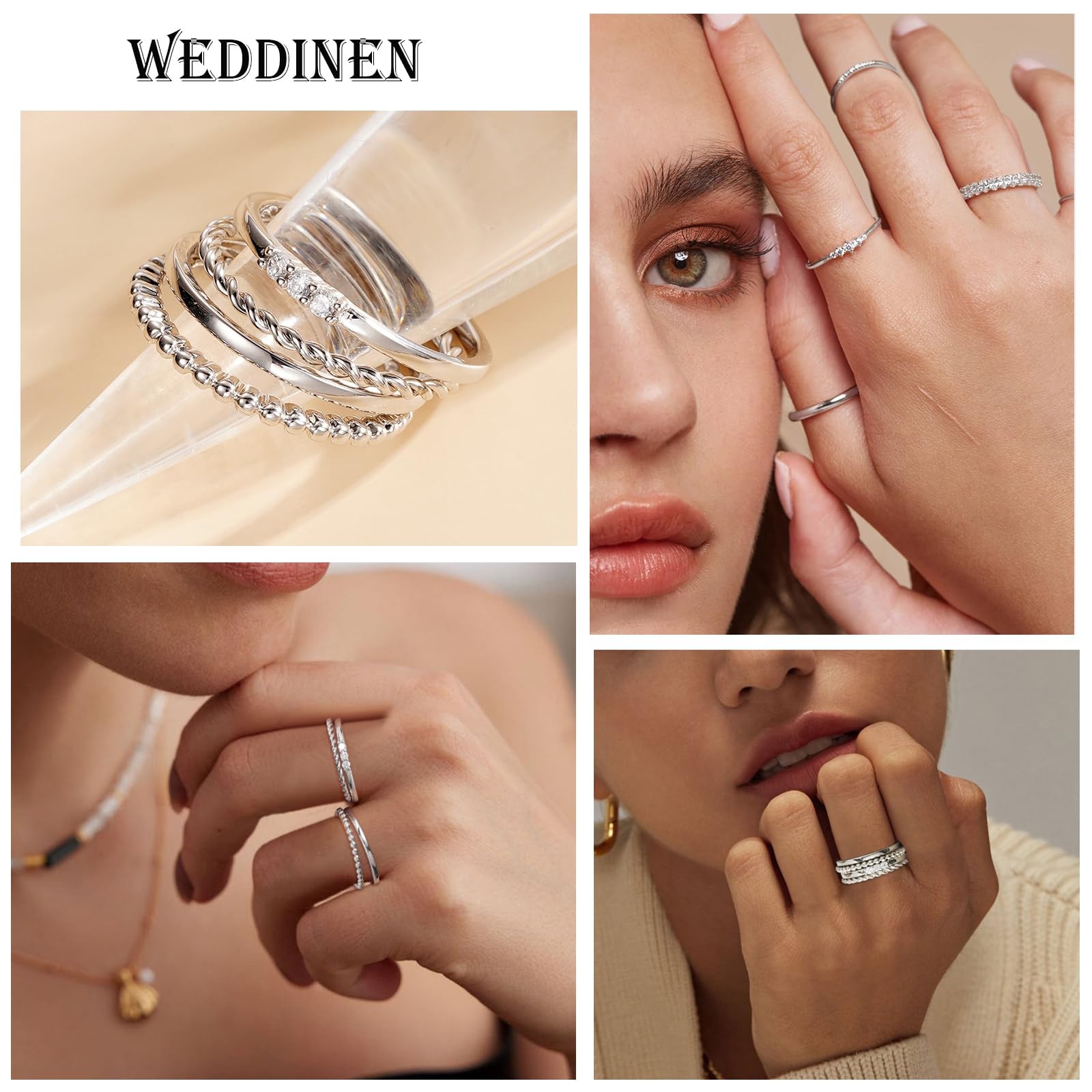 S925 Sterling Silver Rings for Non Tarnish,Dainty Stackable Thumb rings for ,…