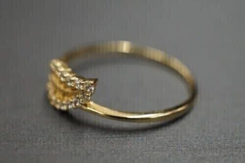 1.00Ct Round Cut Simulated Diamond Wedding Leaf Band Ring 14K Yellow Gold Plated