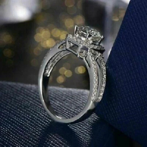 2Ct Round Cut Lab Created Moissanite Women’s Wedding Ring 14k White Gold Plated