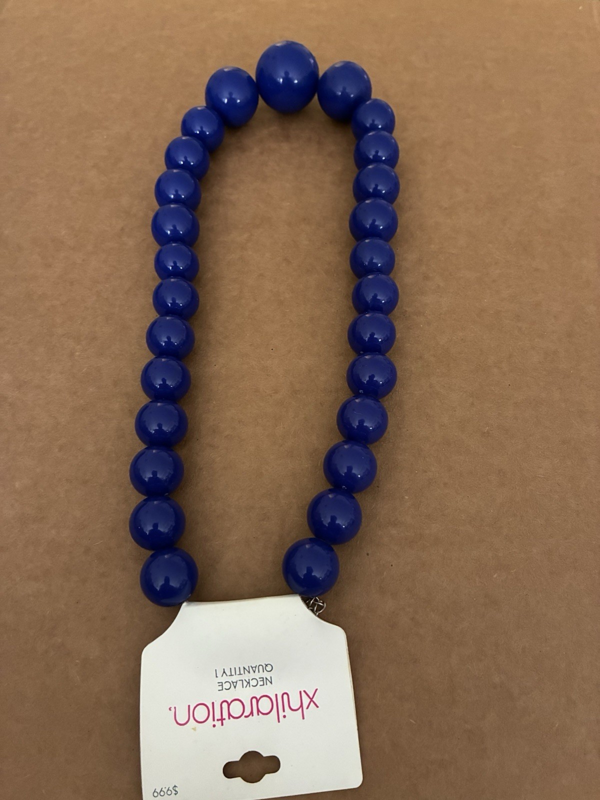 Xhilaration Blue Plastic Beaded Statement Necklace Ball/Bead Chain Adjustable