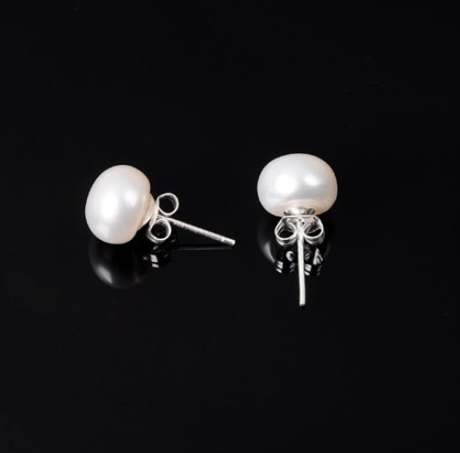 5-6 mm Sterling Silver Freshwater Black White Pink Pearl Stud Earrings Box PE