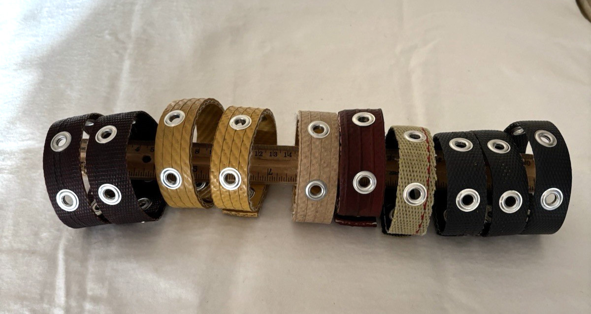 Repurposed /Recycled Fire Hose Bracelet Biker-Style, Snap Close, Grommets, 1×10