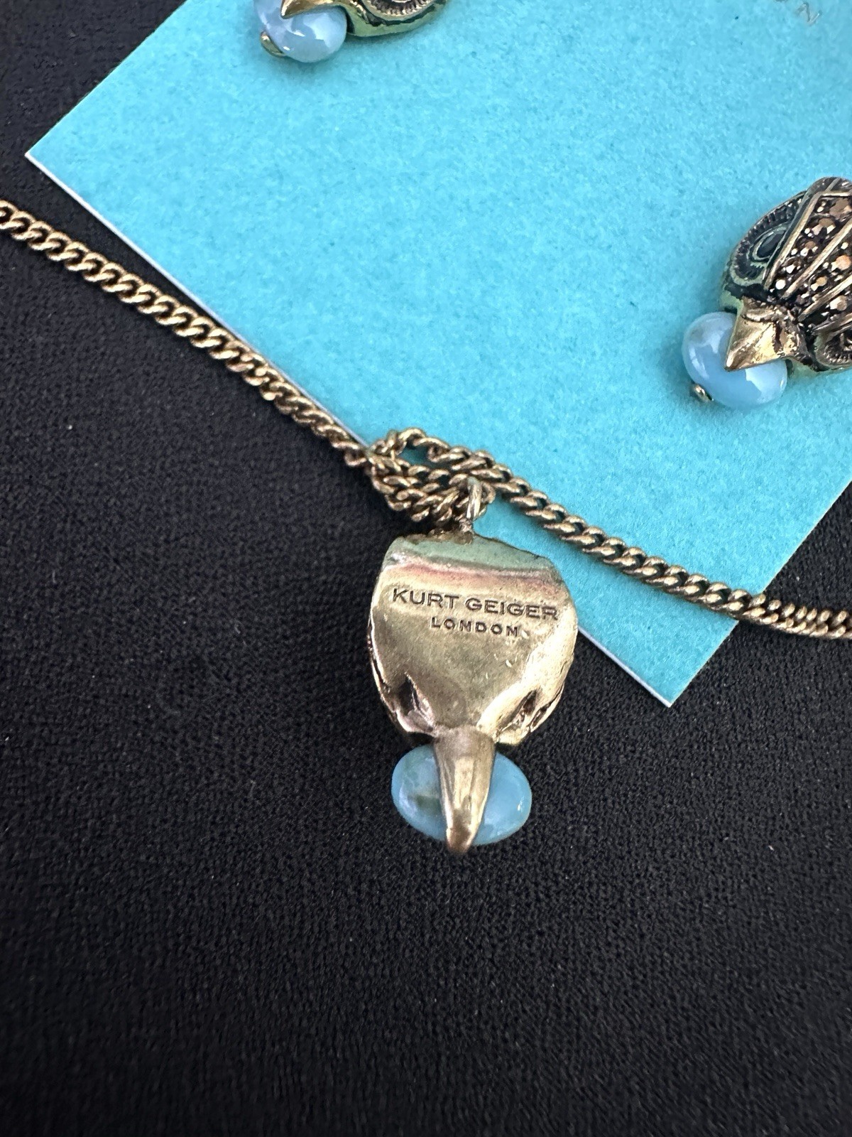 Kurt Geiger Jewelry Set / Eagle Head/Necklace Earrings/ Brass /Turquoise