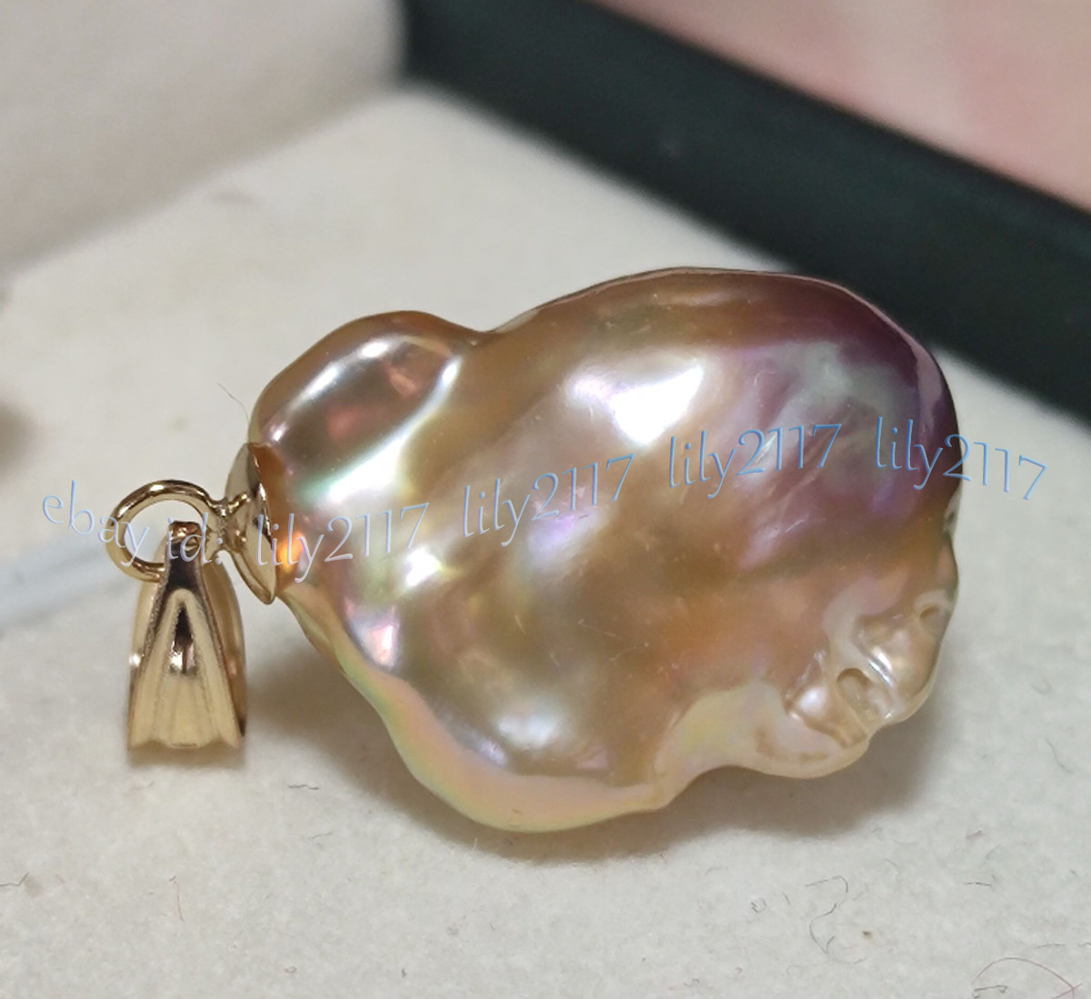 Huge 15-25mm Real Natural Multicolor South Sea Baroque Pearl Pendant 14k gold