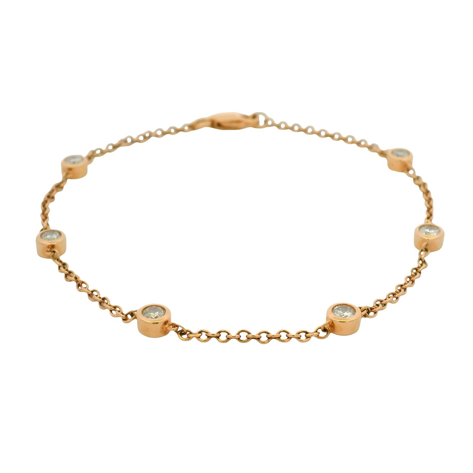 14k Rose Gold Natural 0.55 Carat Bezel Set Diamonds By The Yard Bracelet