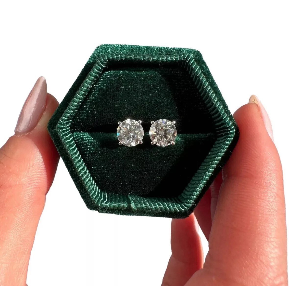 2.00Ct Round Lab Created Diamond Solitaire Stud Earrings 14K White Gold Plated