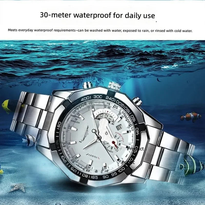 Men’s Large Dial Luminous Waterproof Calendar Watch Outdoor Sport