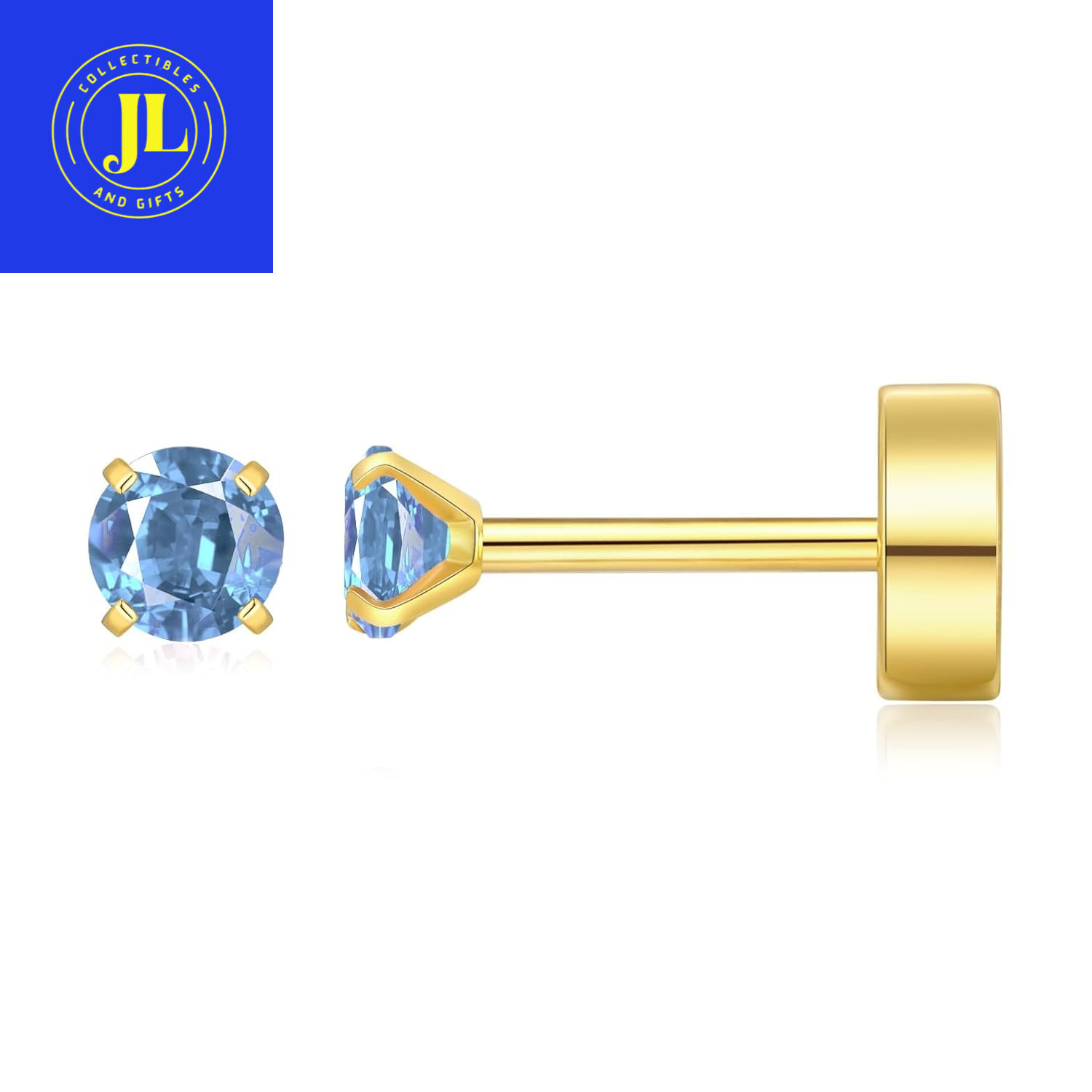 Small Gold Stud Earrings Hypoallergenic Screw Backs Non-Tarnish Dainty CZ Cartil