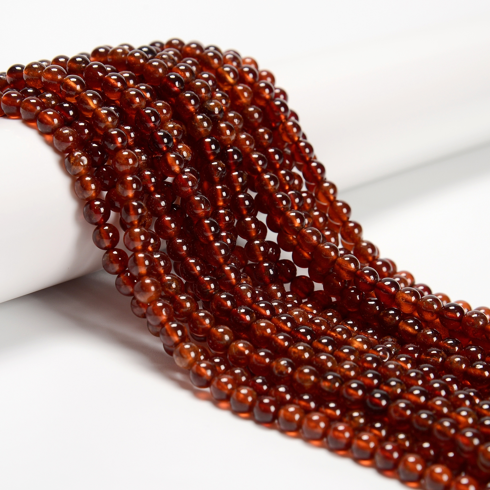 High Grade Hessonite Orange Garnet Smooth Round 4mm 5mm 6mm 7mm 15.5 ” Strand