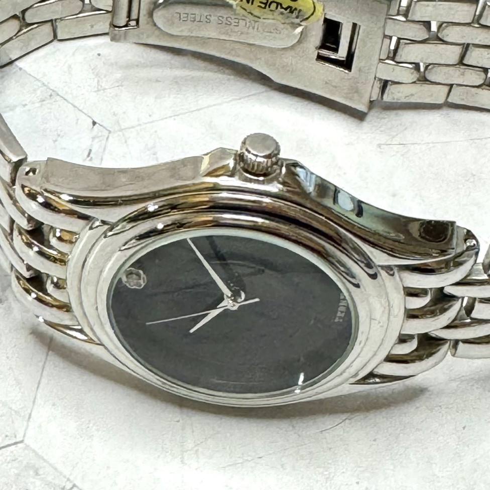 Bijoux Terner Mens Watch Silver Tone Dress Formal Black Face K-3516G NEW