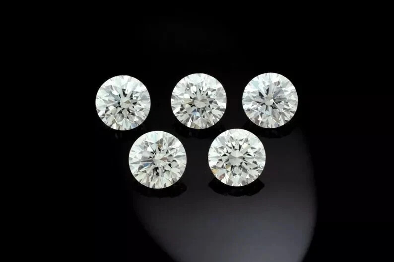 2 Ct Natural White Diamond Round Cut 5 mm 5 Pcs VVS1 D Grade IDGL Certified D621