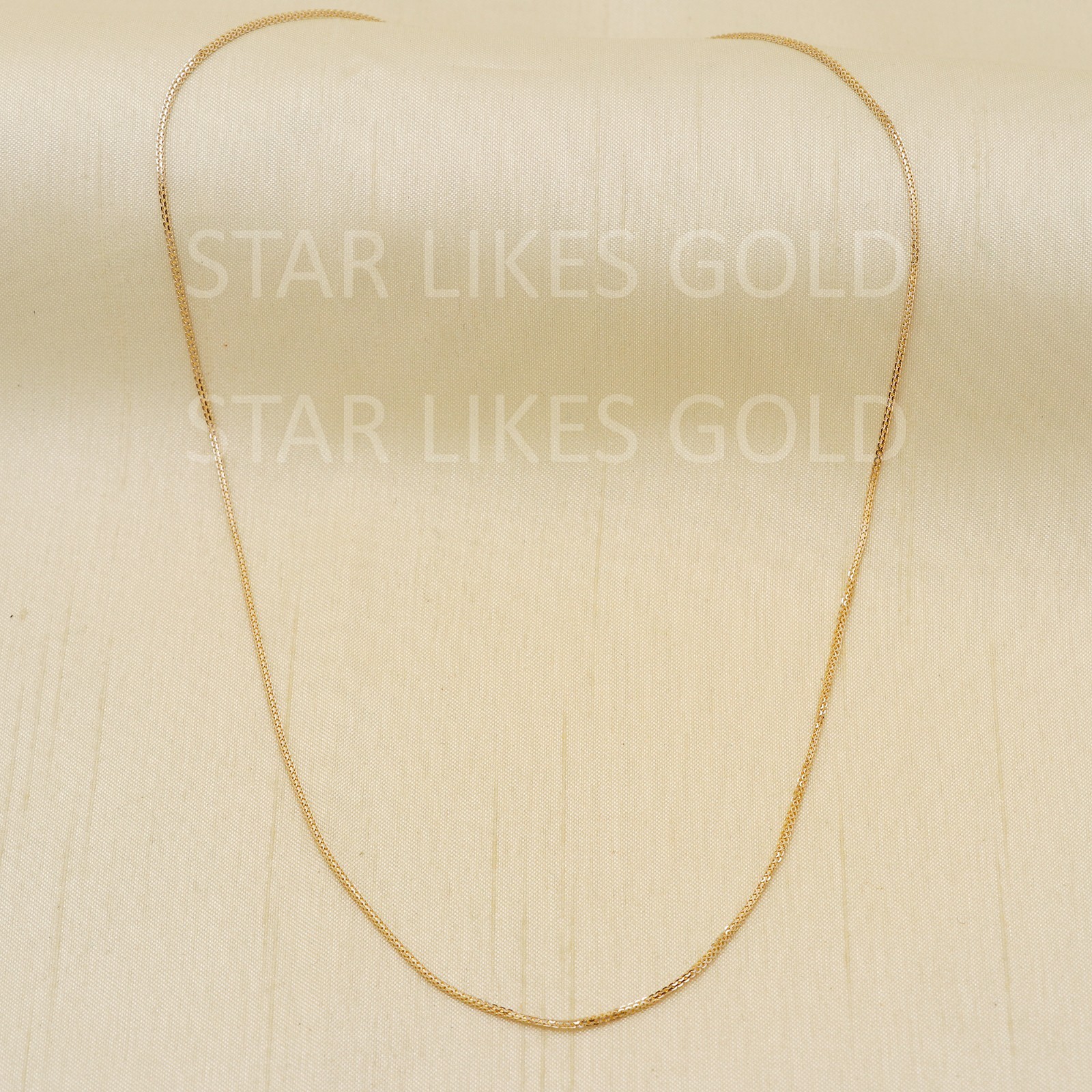 18K Yellow Gold Diamond Cut Foxtail Chain 17.25″ 3.48g 0.8mm Pendant Necklace