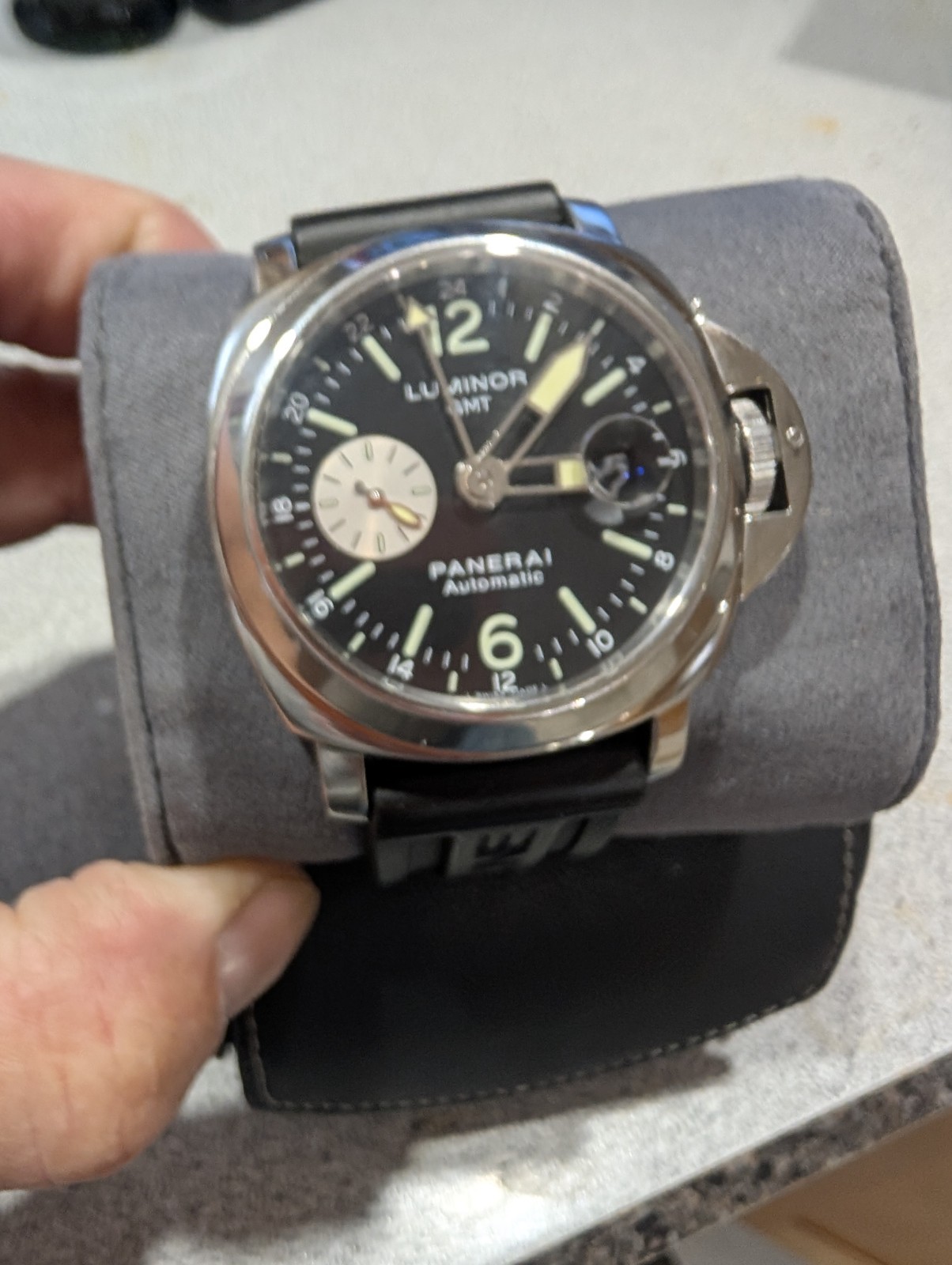 Panerai Luminor GMT 44mm Automatic Black Dial Rubber Strap w/ Box