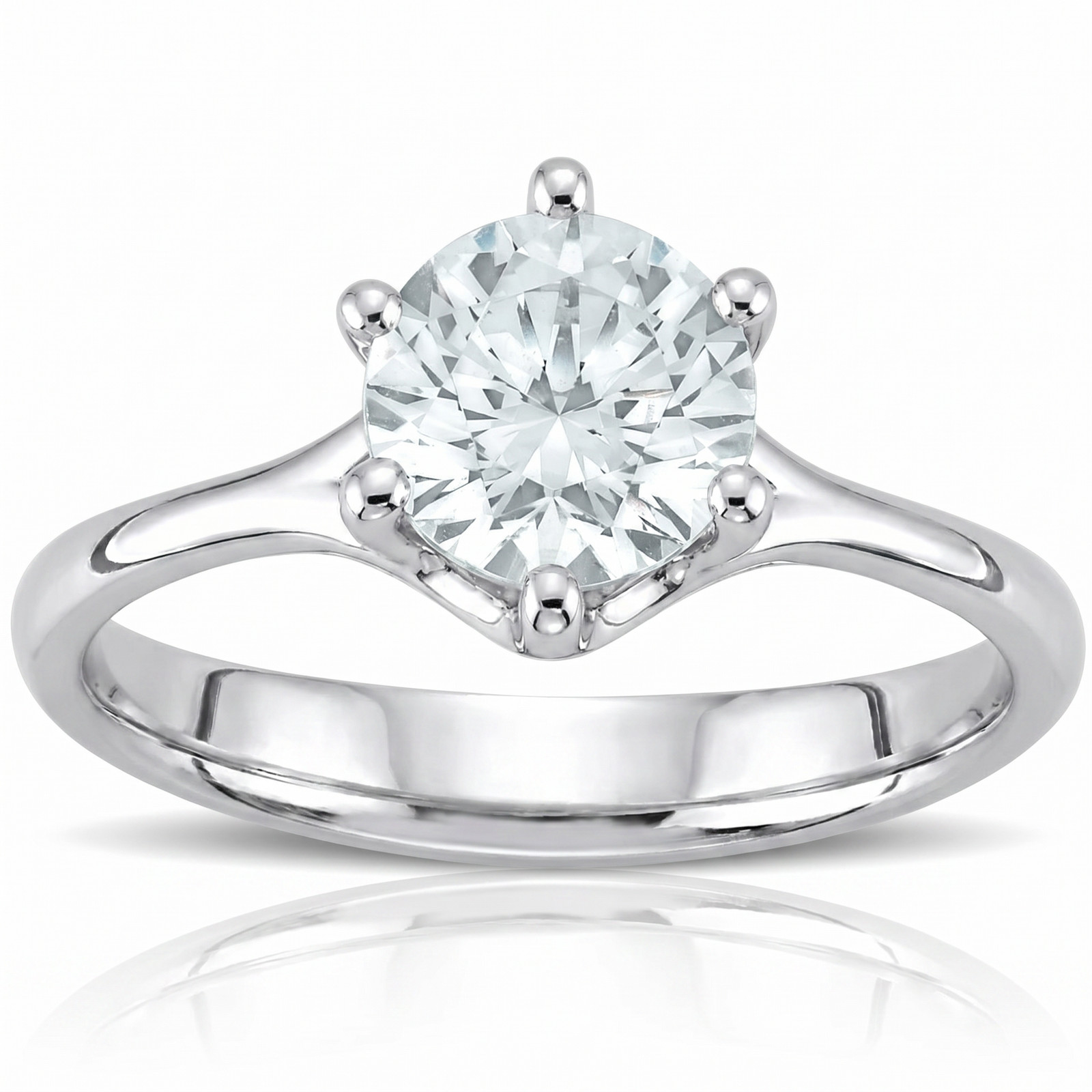 1 1/2 ct Diamond Solitaire With Accents Round Engagement Ring 14k White Gold