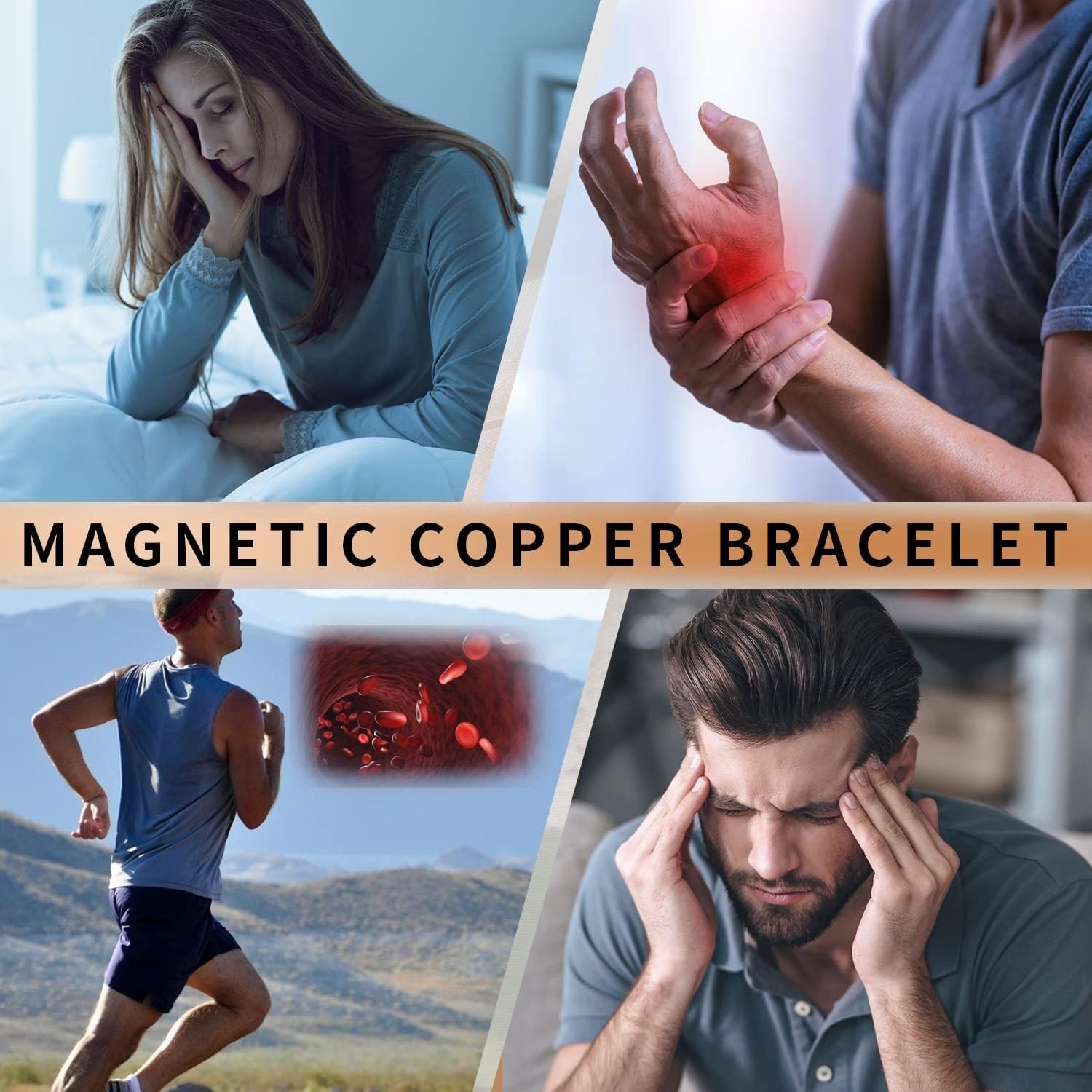 Pure Copper Magnetic Bracelet Adjustable Bangle 8 Magnets Jewelry Gift Men Women