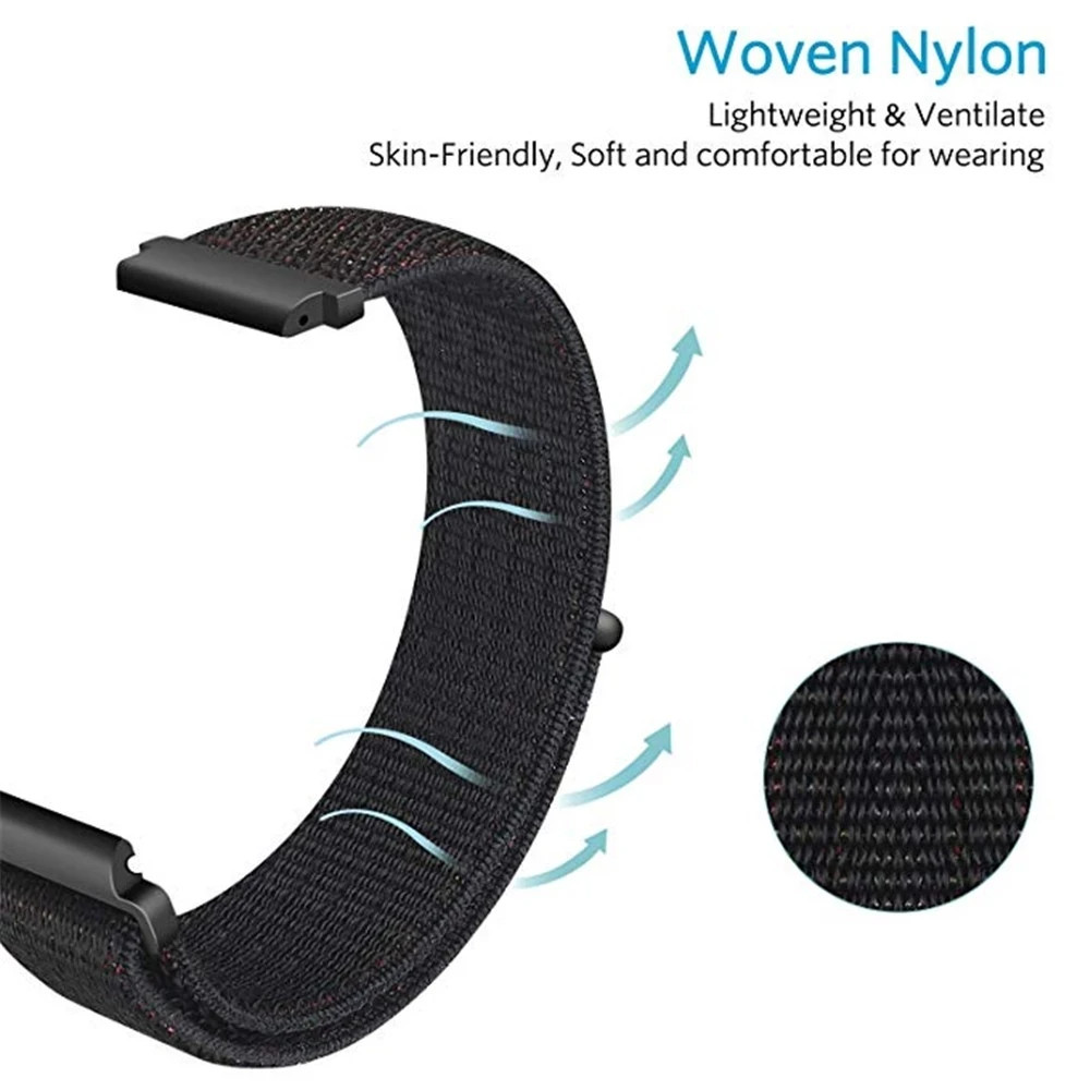 20mm 22mm Woven Nylon Sport Loop Watch Band Strap W/ Quick Release Spring Pins