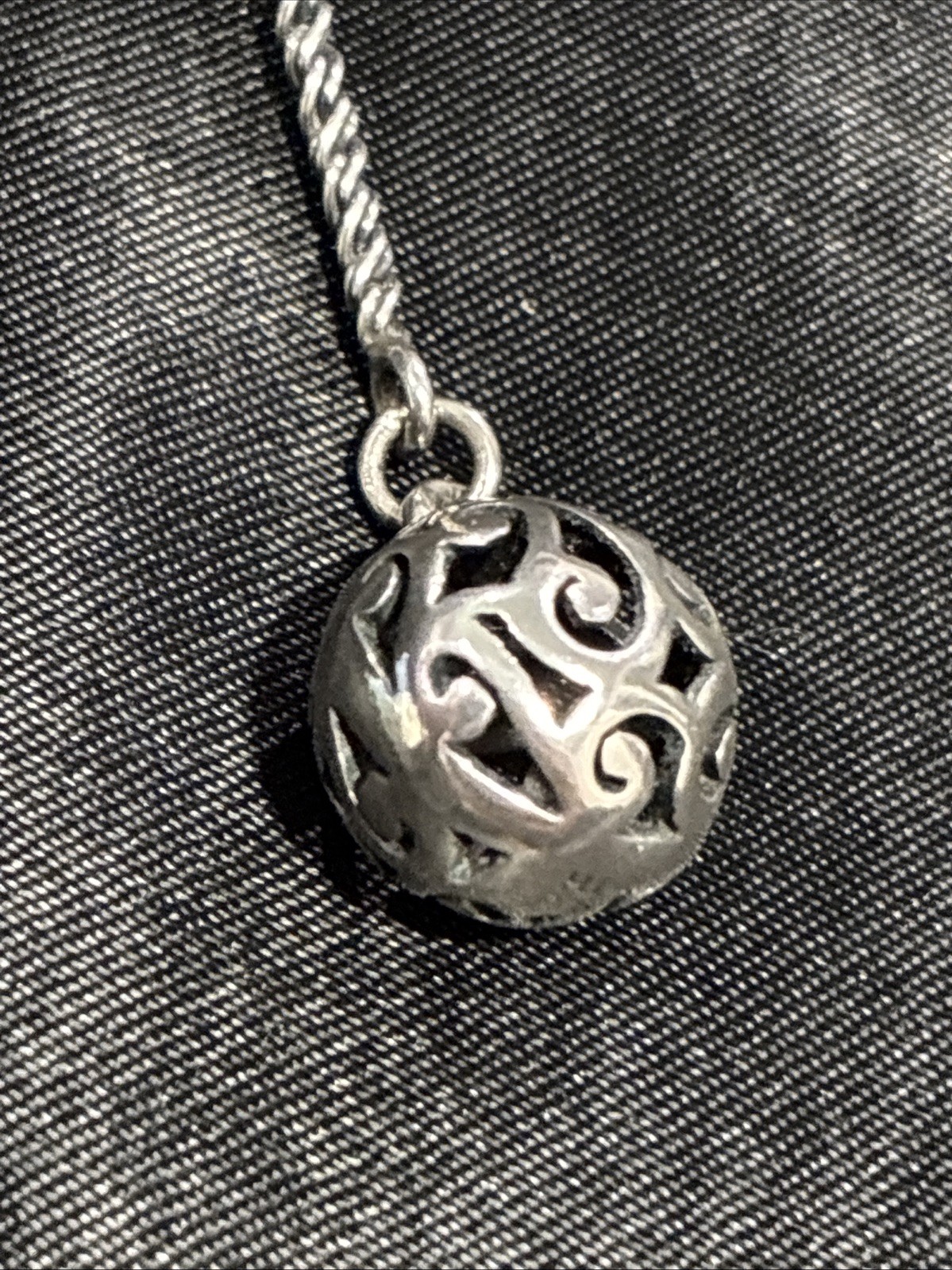 Silpada Oxidized Sterling Silver Lariat Necklace With Thai Filigree Ball 925 TH