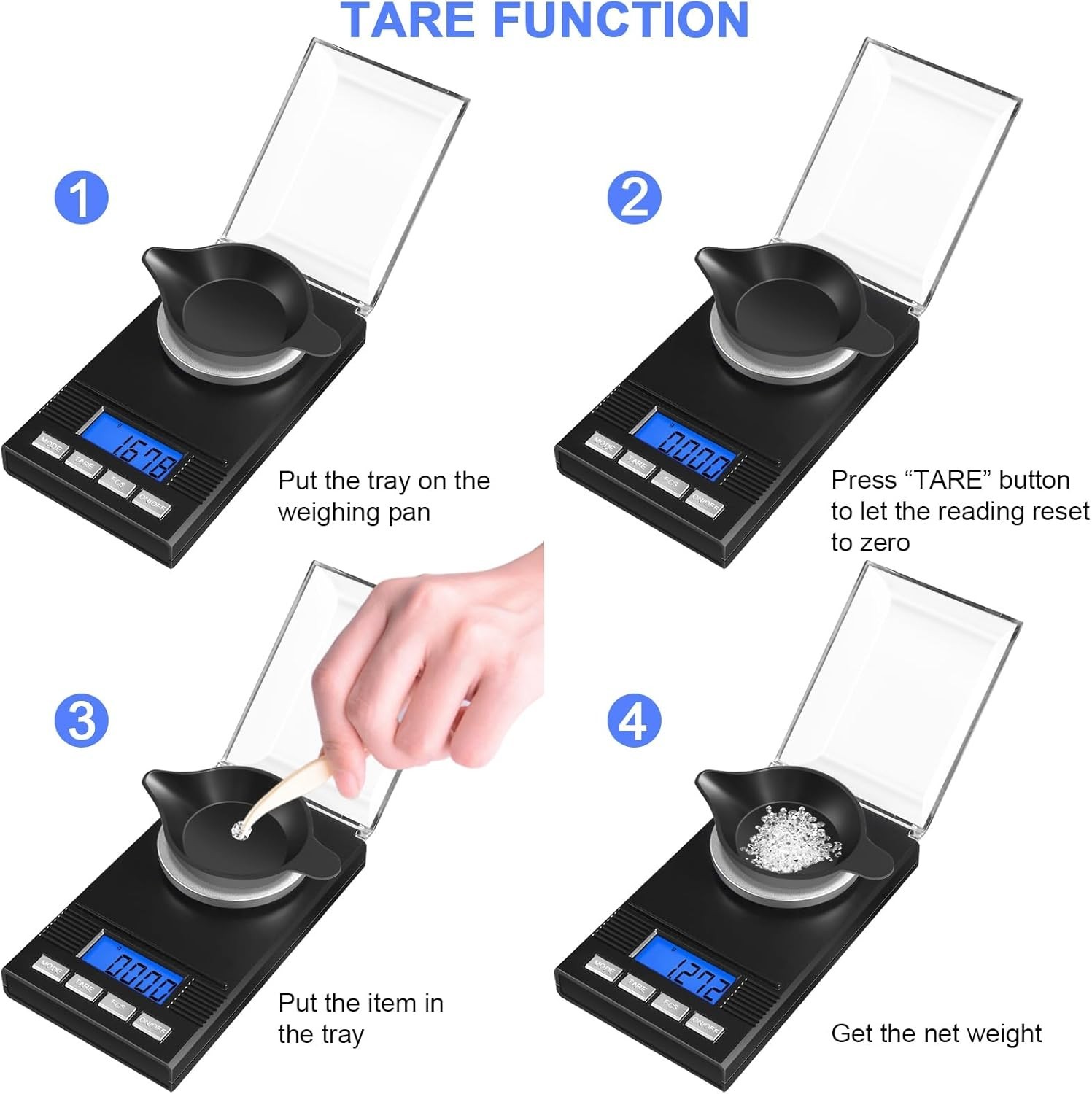 Mini 50g Milligram Scale with Tare Function & Portable Case for Jewelry and More