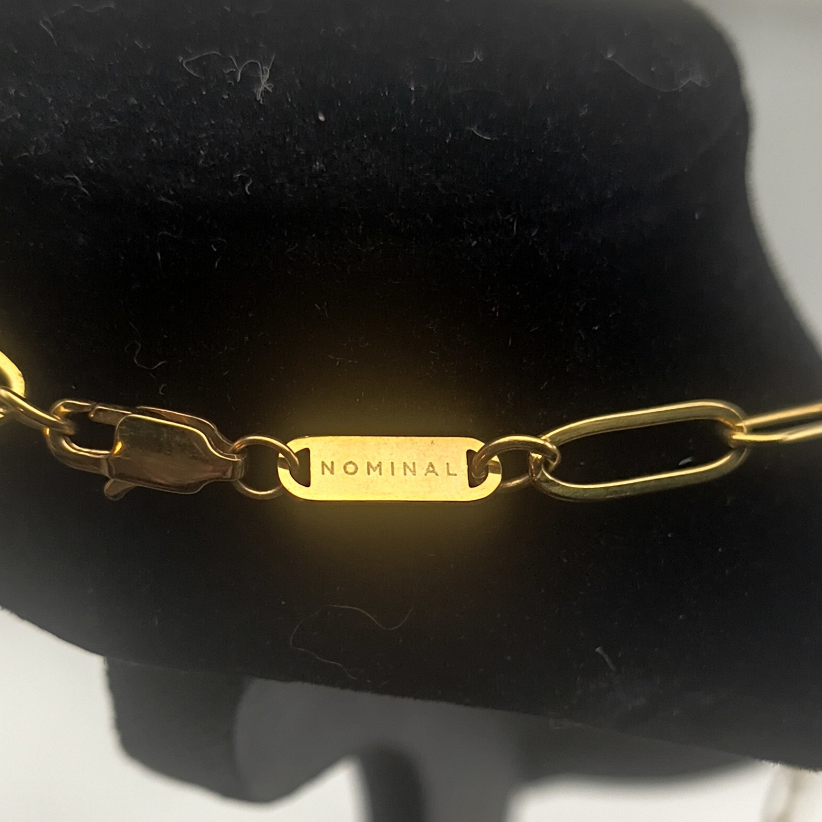 Nominal Gold Tone Bar Link Chain Necklace Asymmetrical Sun Charm Lobster