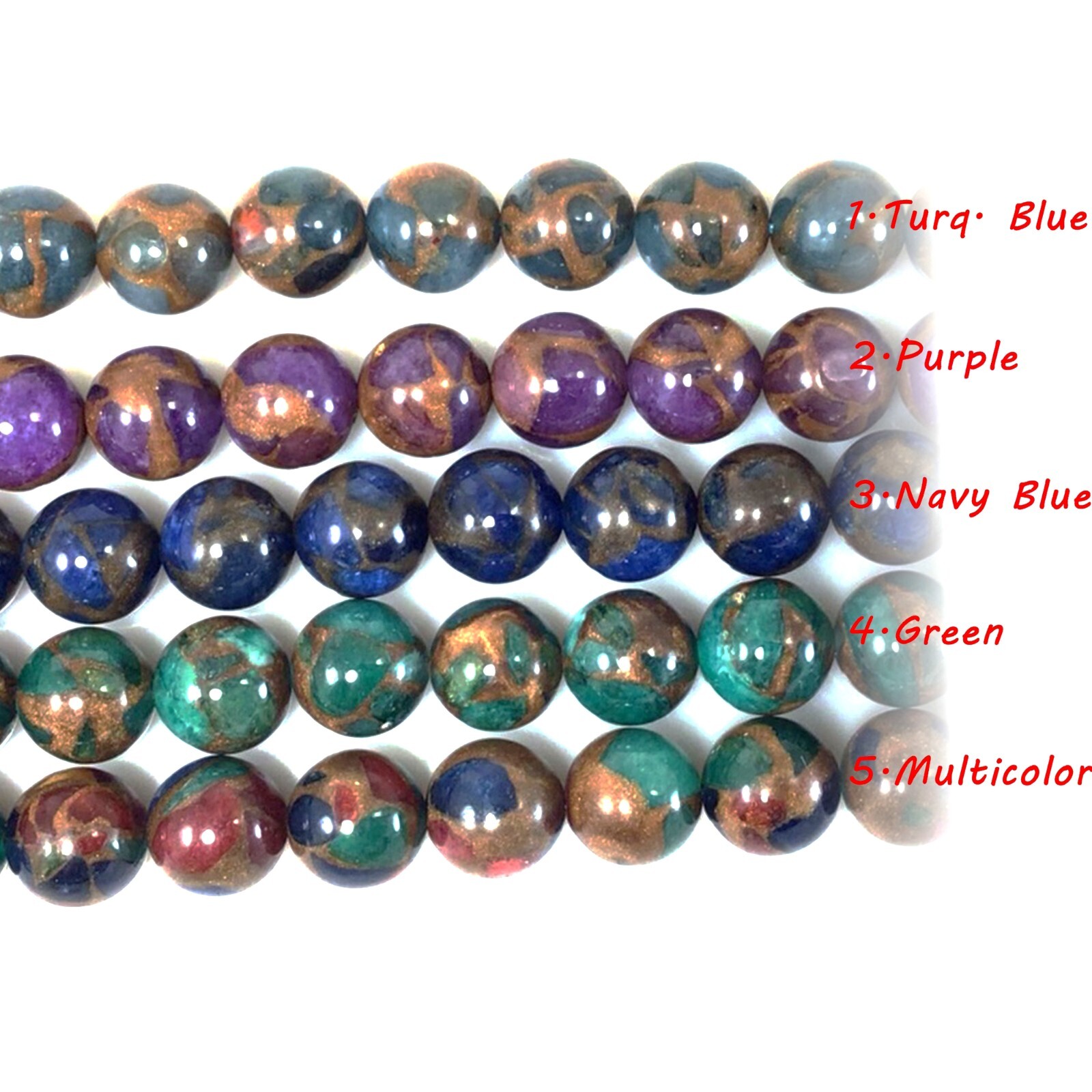 Gemstone Impression Jasper Cloisonne Variscite Round Bead 15″ 4mm 6mm 8 10 12mm