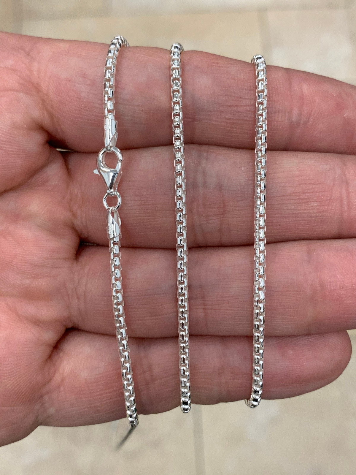 Real 18K White Gold Filled Hypo-Allergenic 2mm 20″ Round Box Chain Necklace G5KW