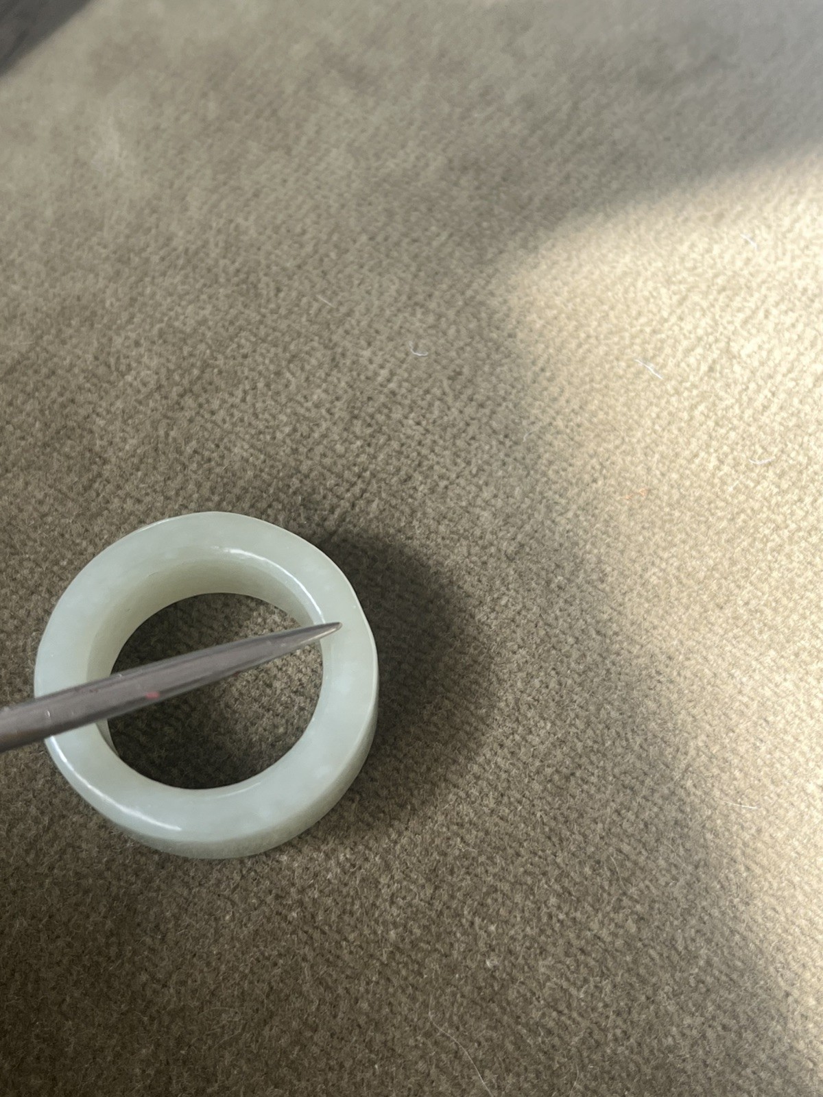Off white/very light green Nephrite Jade Band Ring