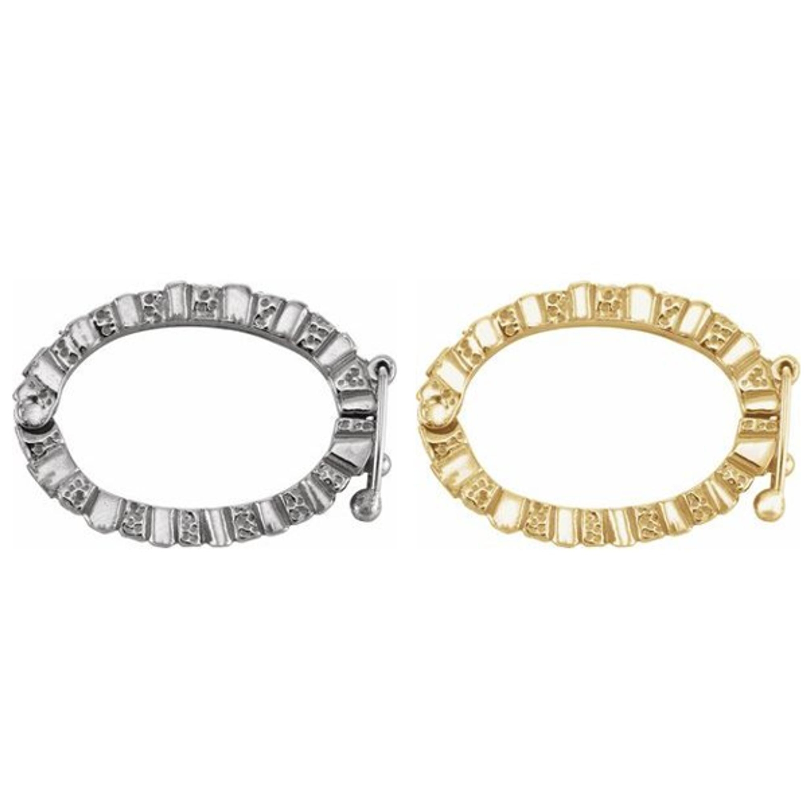 14K White, Yellow Gold or Silver Chain Pearl Bead Strand Shortener Clasp Ribbed