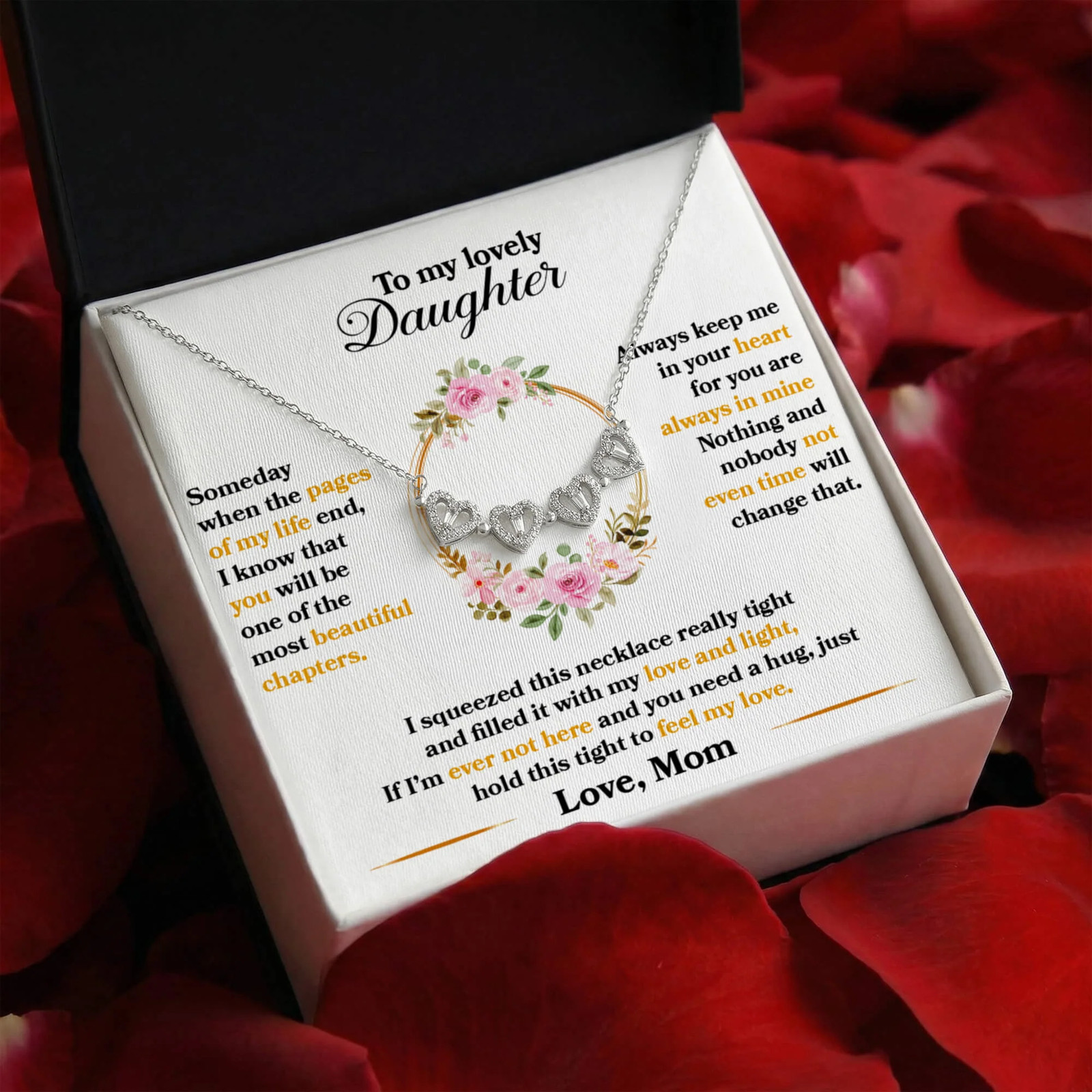 Daughter Heart Clover Convertible Necklace From Mom