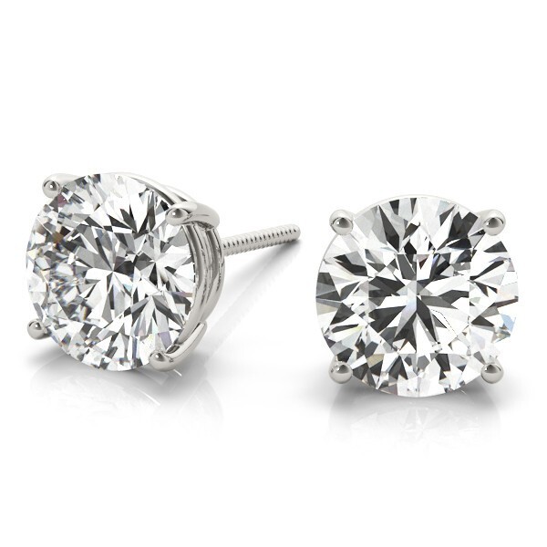 Stienhardt & Stones 1ct Round Lab Grown Diamond Stud Earrings – 14K White Gold