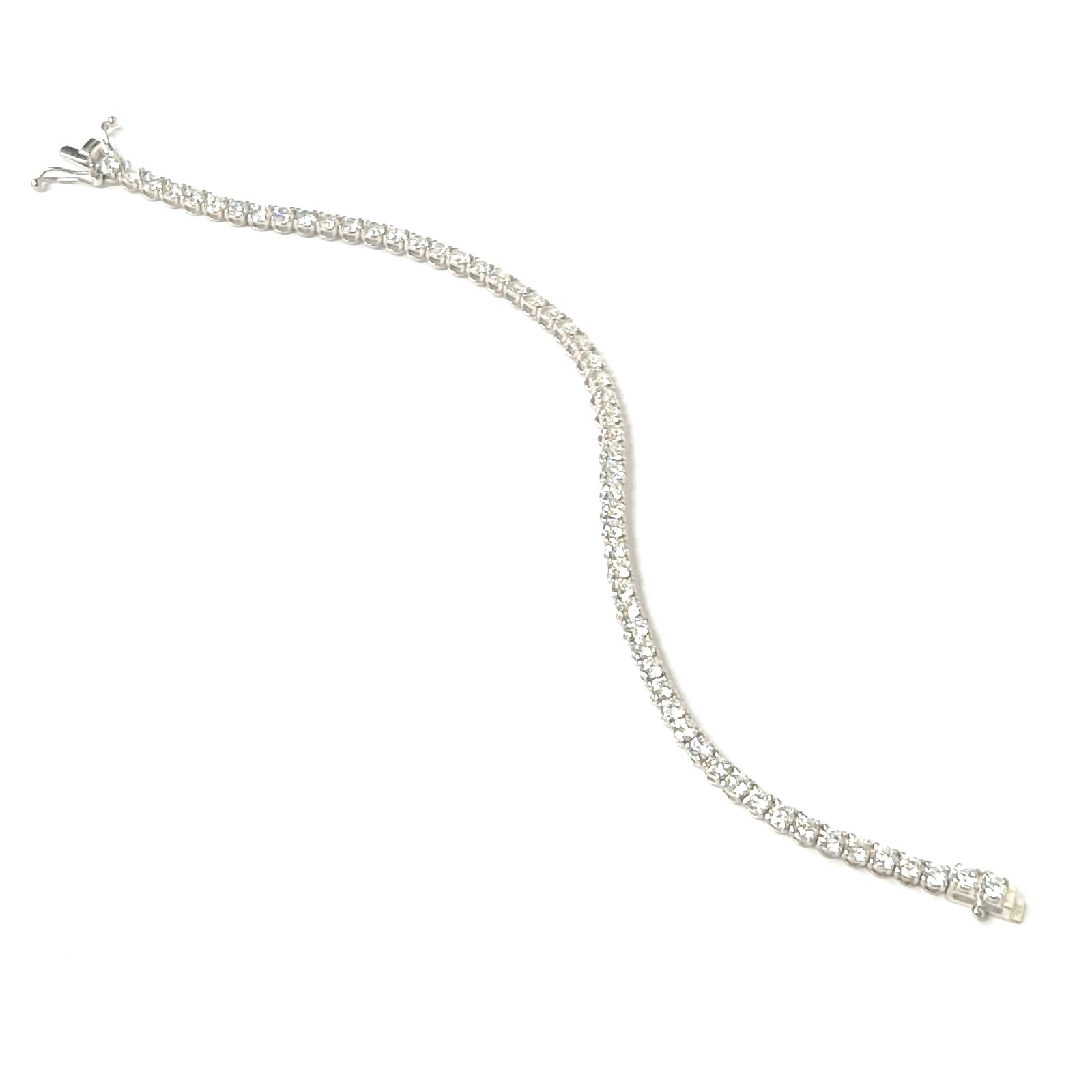 9ct White Gold Bracelet 6.15ct Lab Created Diamond 19cm Long 3.1mm Width 8.1g