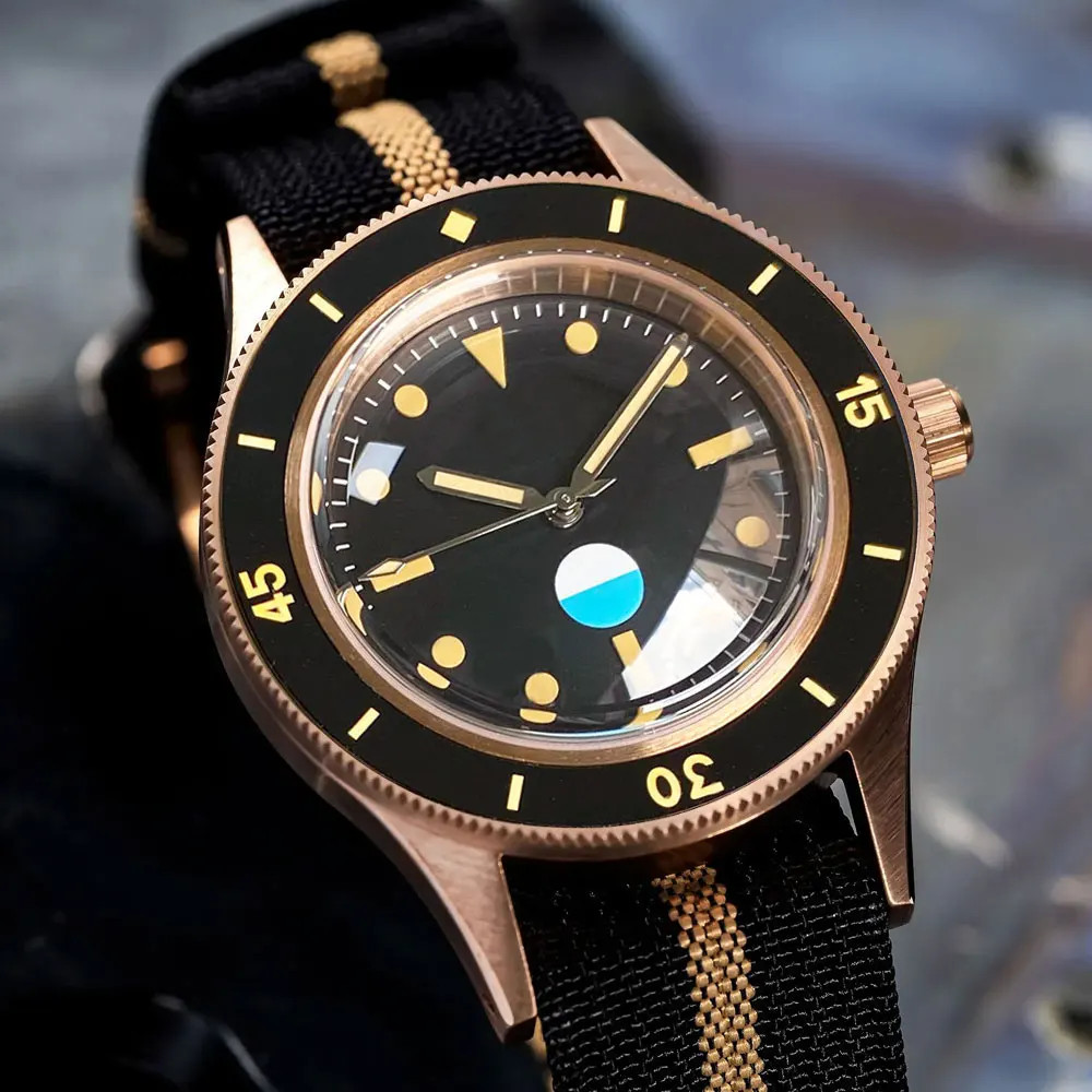 Tandorio 50 Fathoms Real CUSN8 Solid Bronze NH35A Auto Vintage Men Watch 20ATM