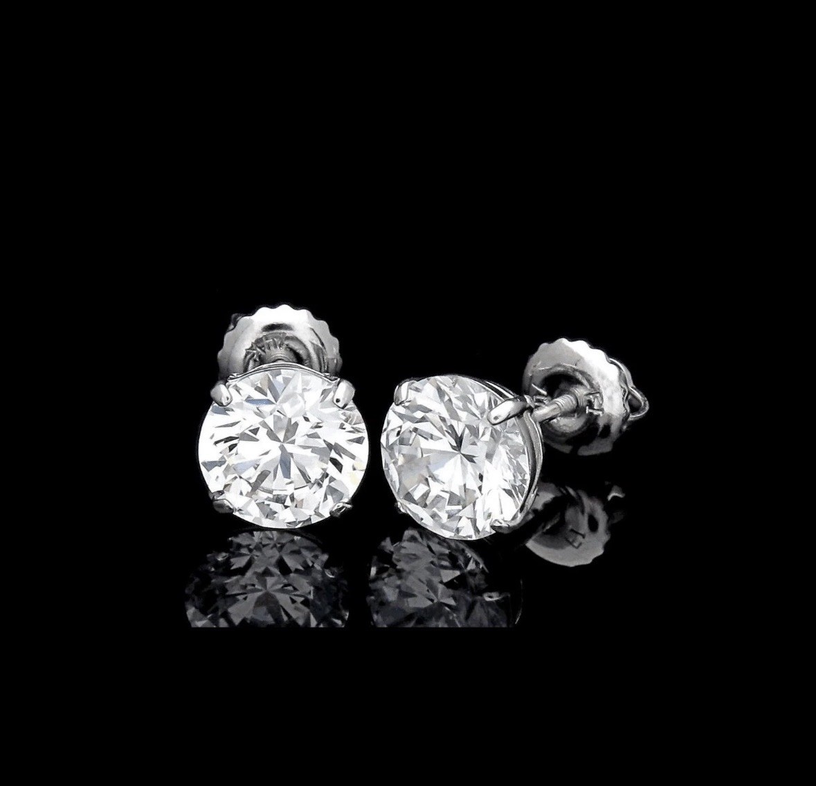 6 CT ROUND CUT VVS1/D LAB CREATED EARRINGS 14K WHITE GOLD SCREW-BACK 9MM GIFT