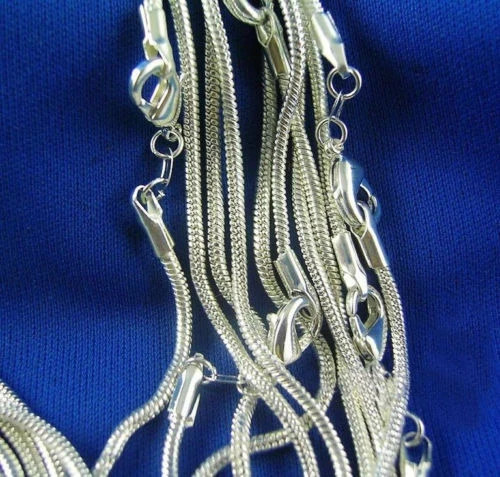 925 sterling solid Silver lots 10PCS 1mm snake chain Necklace 16-30inch