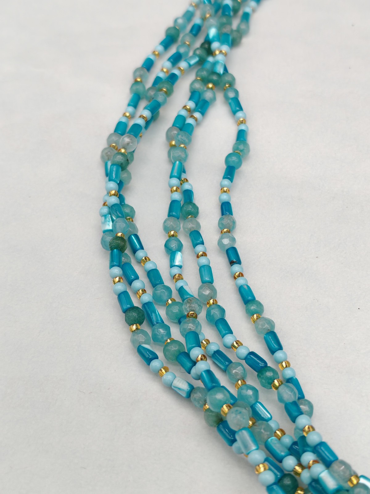Women Turquoise Cameo Multifilament Elegant Mother of Pearl Necklace Made in Italy